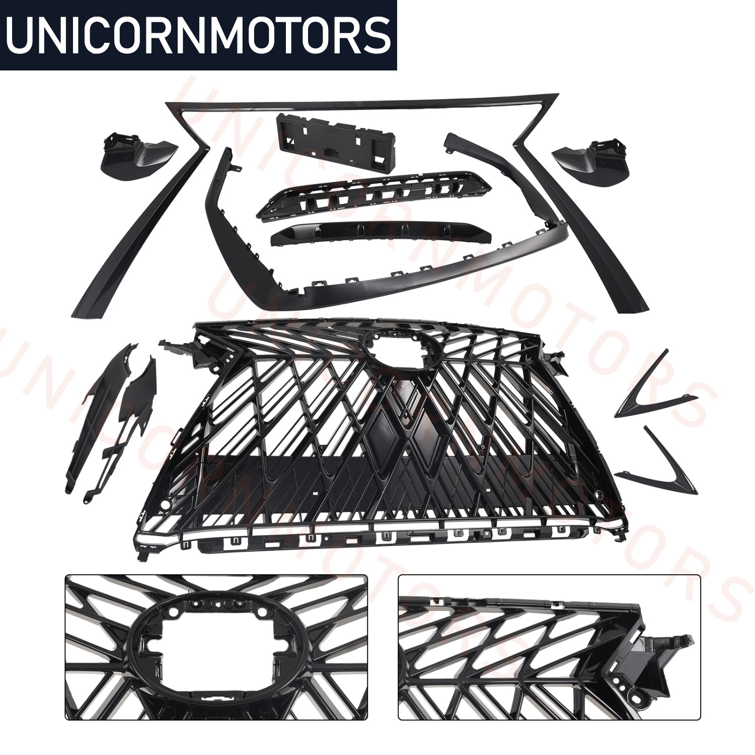 TRD Style Front Grille W/Molding Trim Kits Set Fit 2016-2019 Lexus RX350 F Sport TRD Style Front Grille W/Molding Trim Kits Set Fit 2016-2019 Lexus RX350 F Sport