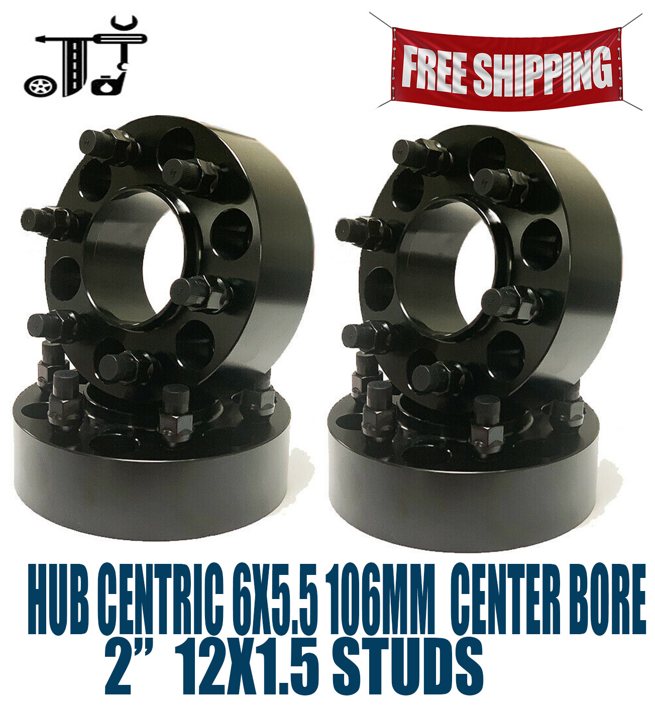 4PC 2\'\' THICK 6X5.5 (6x139.7) 106MM HUBCENTRIC WHEEL ADAPTER [FITS: TOYOTA]