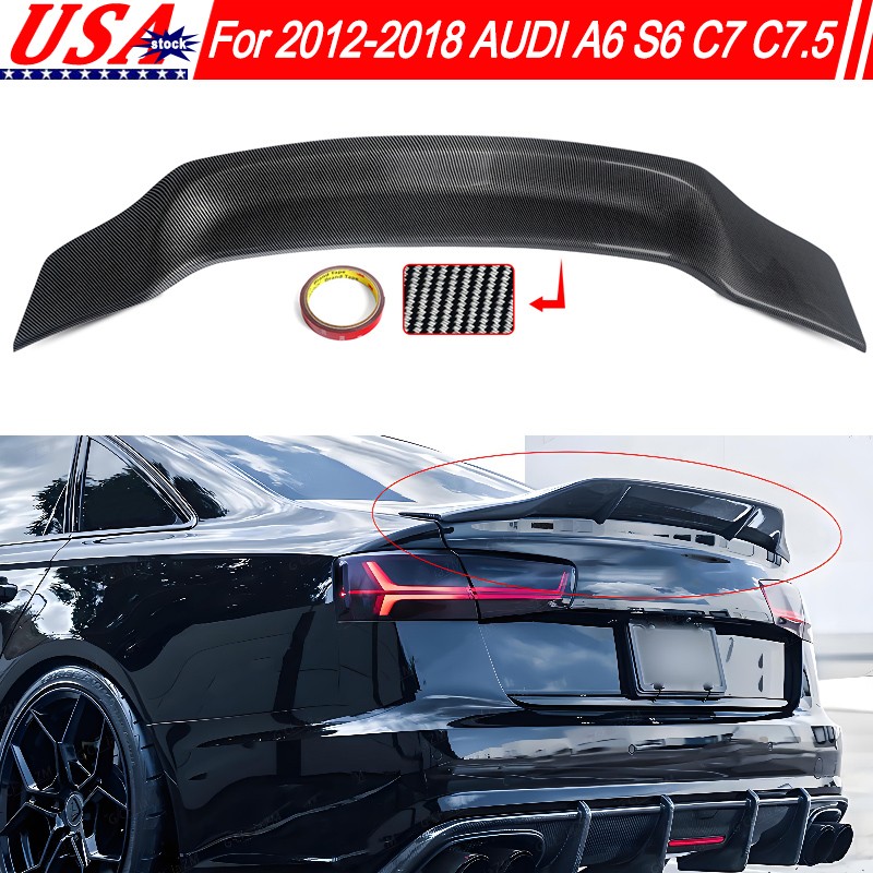 FOR 2012-2018 AUDI A6 S6 C7 C7.5 RT DUCKBILL CARBON COLOR TRUNK SPOILER WING LIP FOR 2012-2018 AUDI A6 S6 C7 C7.5 RT DUCKBILL CARBON COLOR TRUNK SPOILER WING LIP