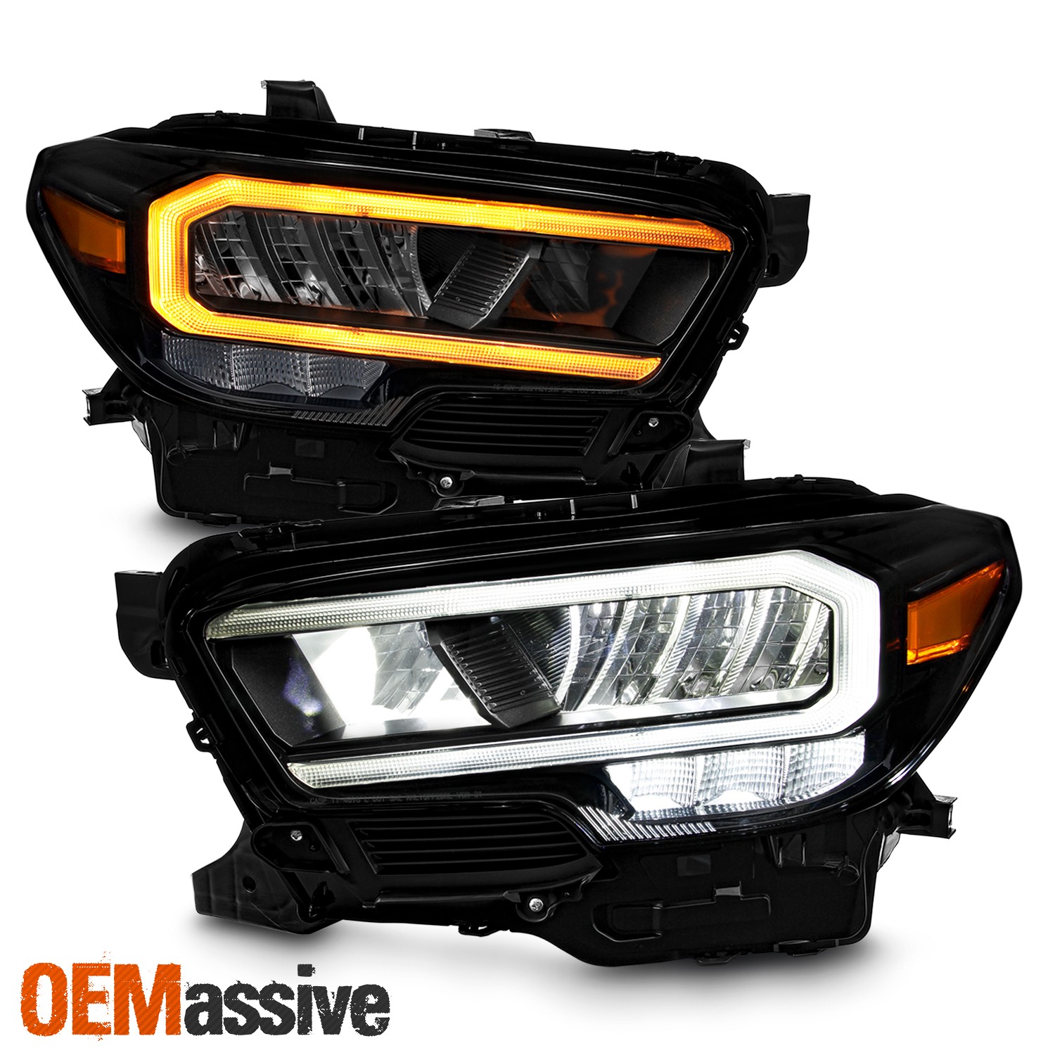 For 16-22 Toyota Tacoma Full LED Projector Black Headlights w/Sequential Signal
