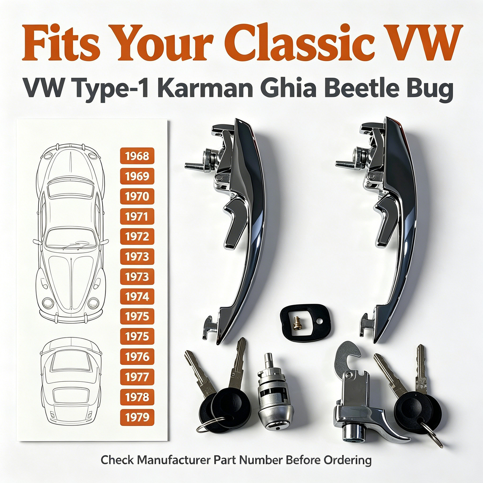 Door Handle Lock Set Door Handle Ignition Trunk Lid for VW Beetle 113898205M Door Handle Lock Set Door Handle Ignition Trunk Lid for VW Beetle 113898205M