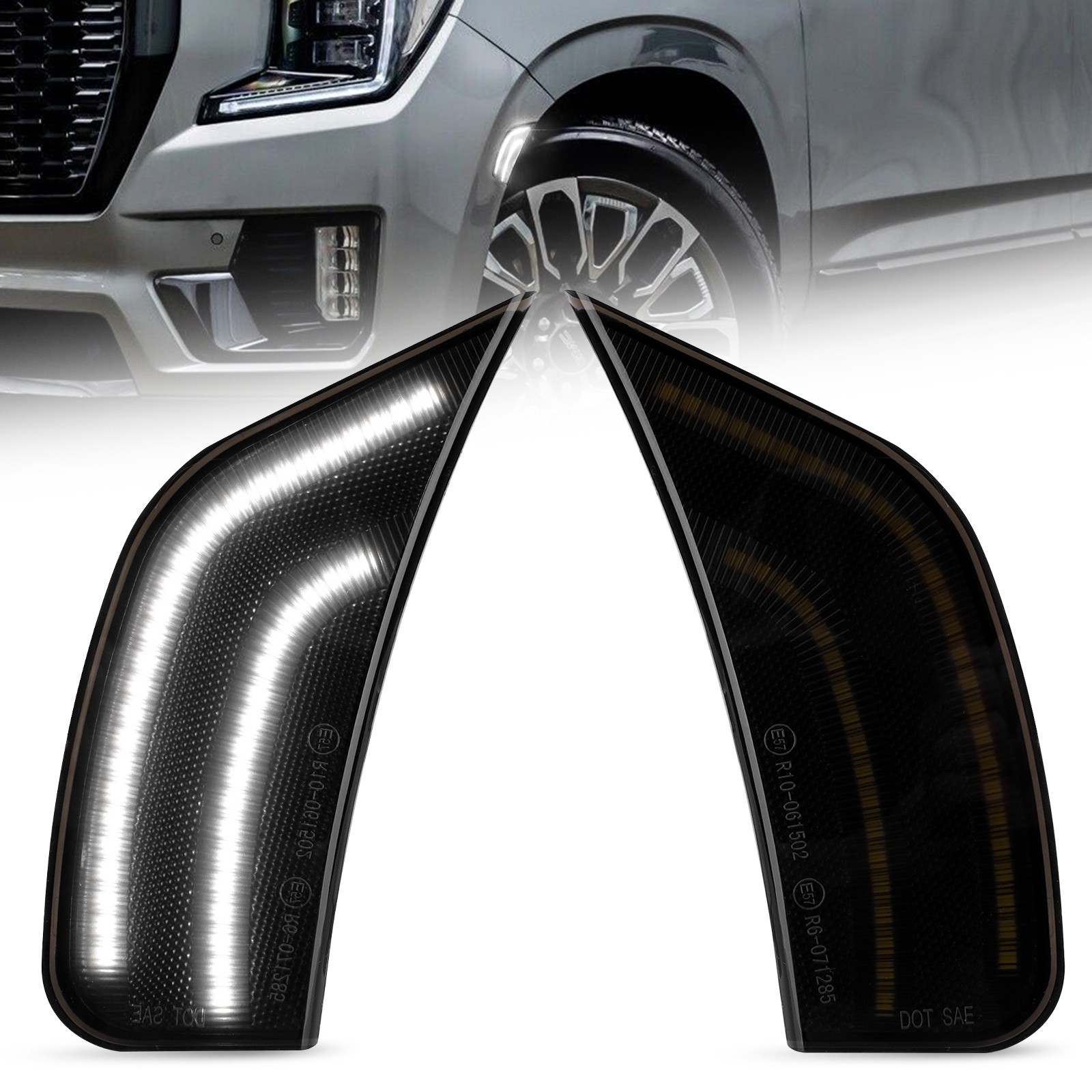 Pair White LED Side Marker Lights For GMC Yukon/Chevrolet Tahoe/Suburban 2021-up