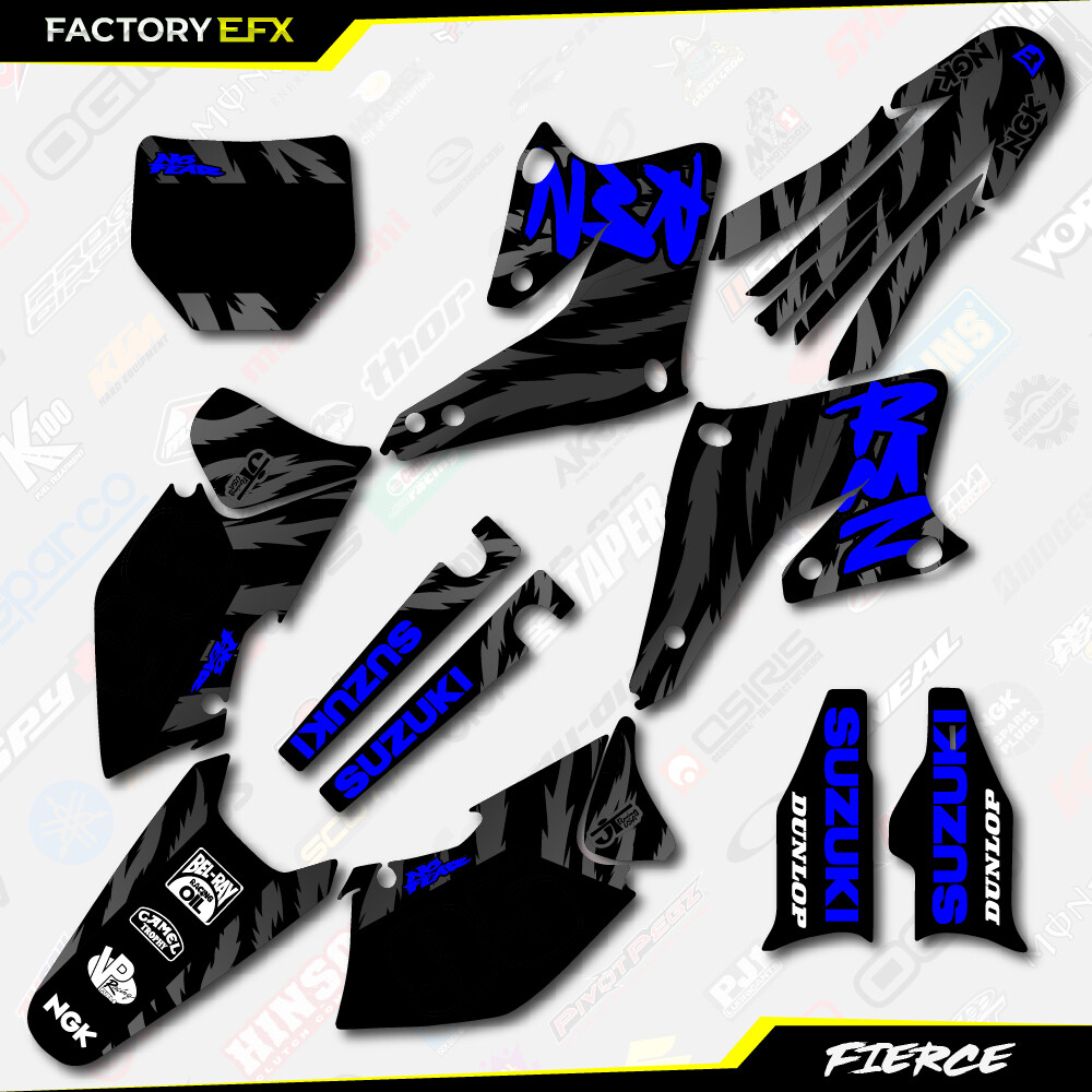Black & Blue Fierce Racing Graphics Kit fits 04-06 Suzuki RMZ250 Sticker RMZ 250