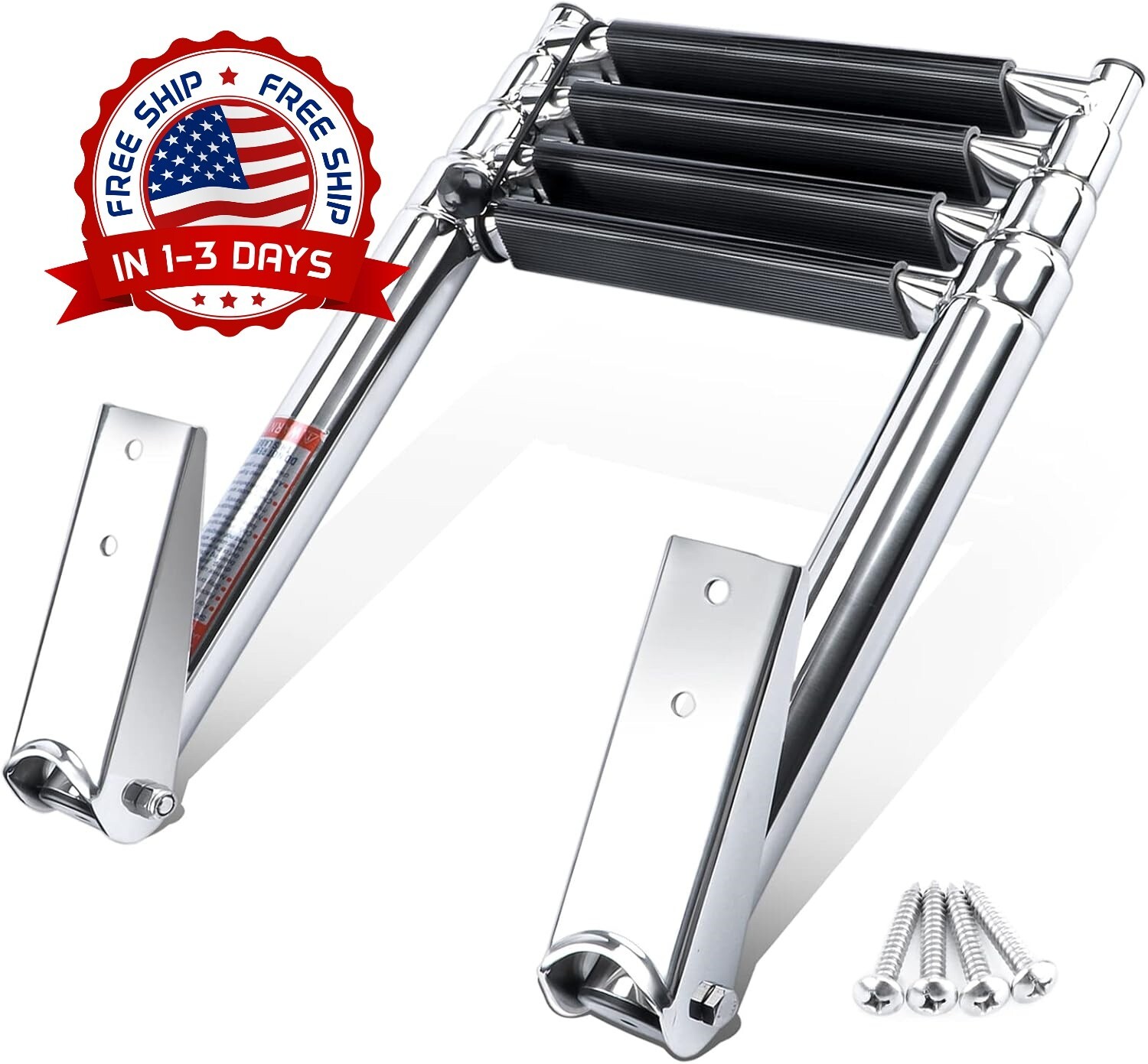 Escalera telescópica de acero inoxidable de 4 peldaños para pontón extensible US