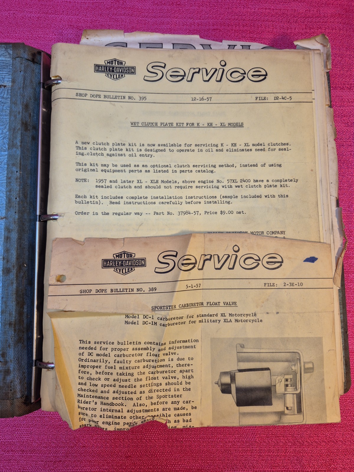 Vintage Harley-Davidson Factory Service Bulletins Binder 1940s–1950s Original