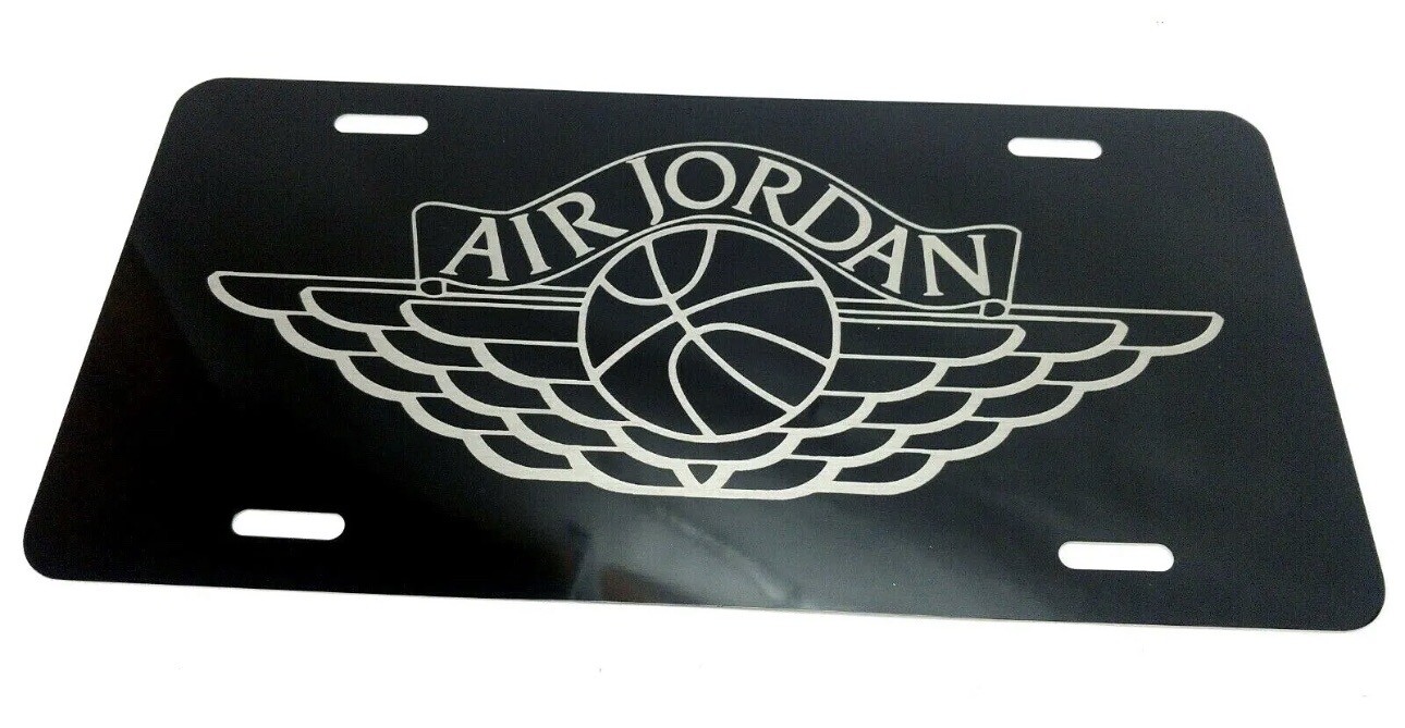 Air Jordan Wings logo aluminum license plate laser etched car front tag sign