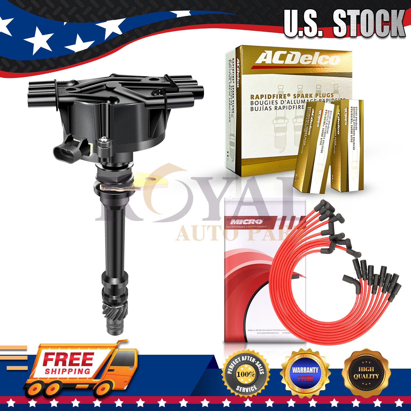GM02 Distributor & ACDelco Spark Plugs & Wires for 96-05 Chevy GMC Truck 4.3L GM02 Distributor & ACDelco Spark Plugs & Wires for 96-05 Chevy GMC Truck 4.3L