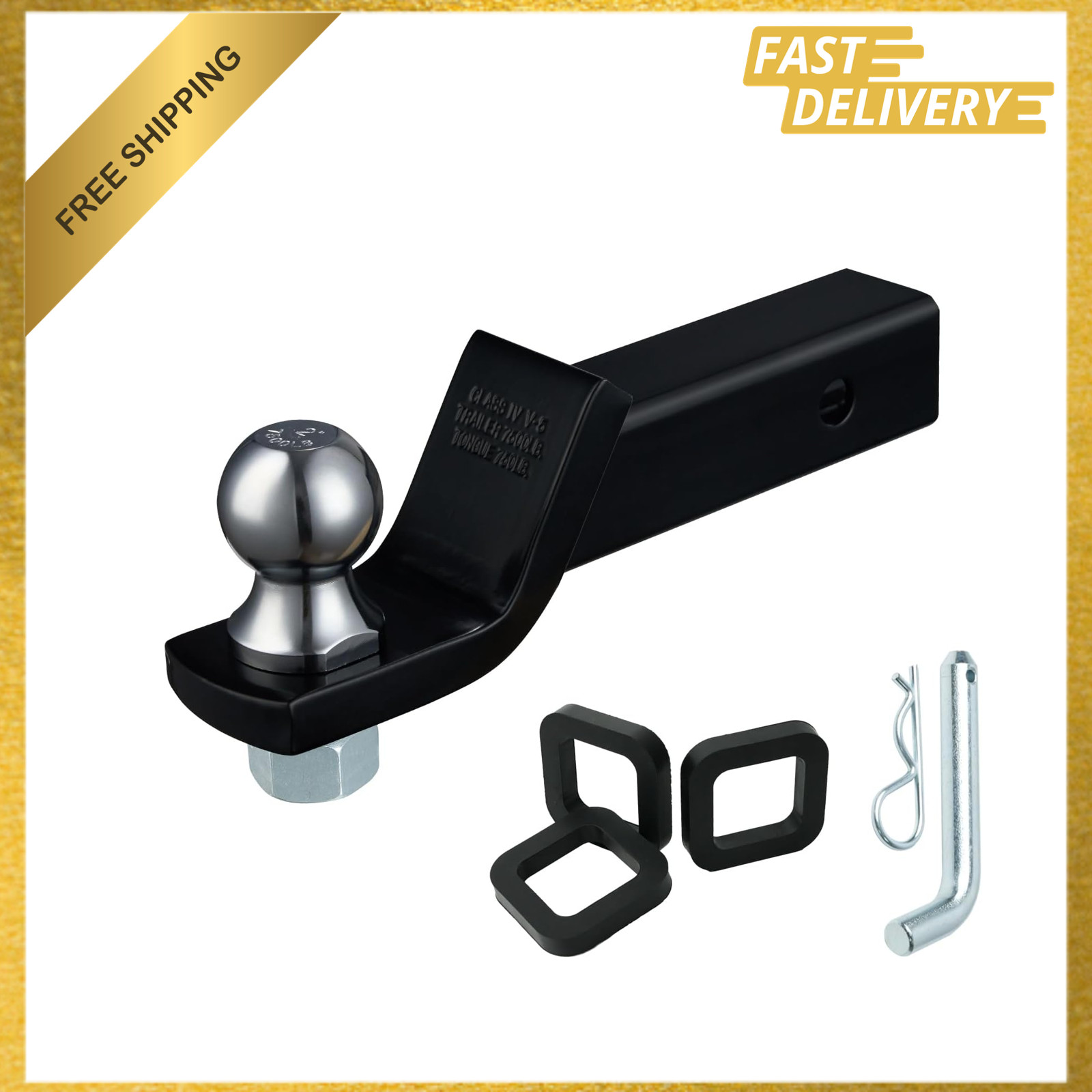 Trailer Hitch Ball Mount, 2 Inch Receiver, 7500lbs Capacity, 2 Inch Drop, Heavy