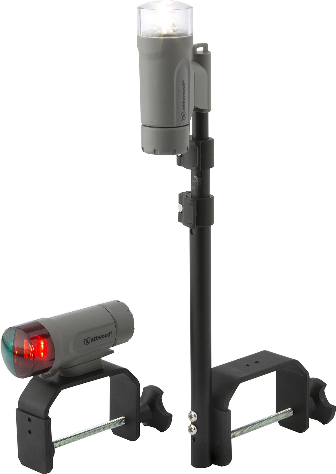 attwood 14190-7 Water-Resistant Portable Clamp-On LED Light Kit with Gray