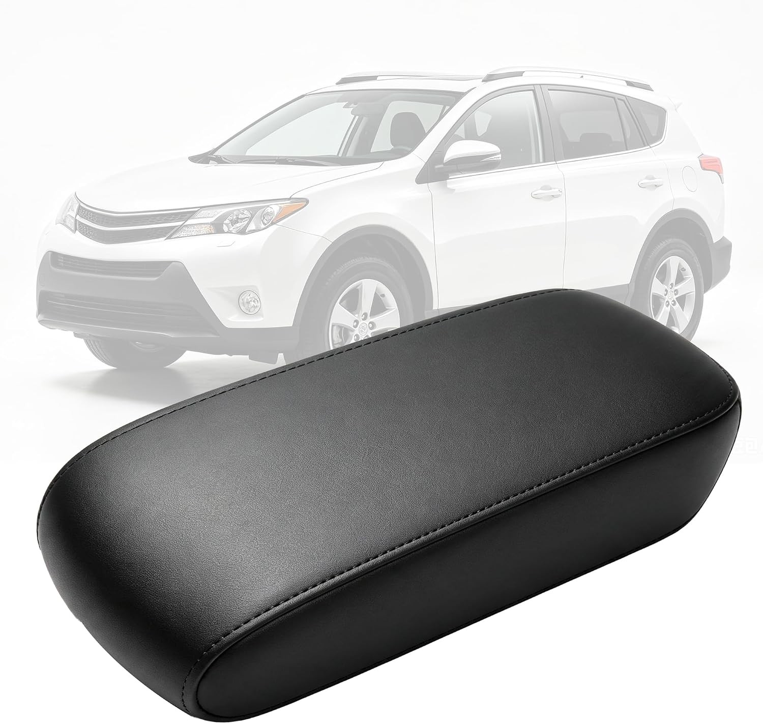 Center Console Armrest Cover for 2013-2018 Toyota RAV4 Black Waterproof Leather