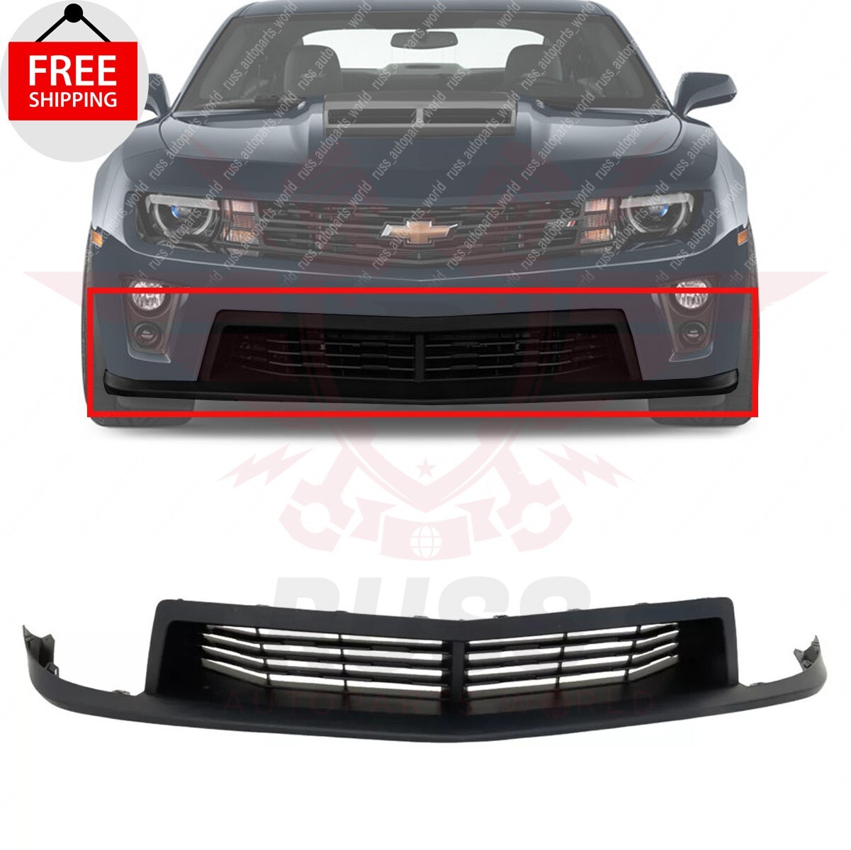 New Front Bumper Grille Textured Black Fits 2012-2015 Chevrolet Camaro GM1036141