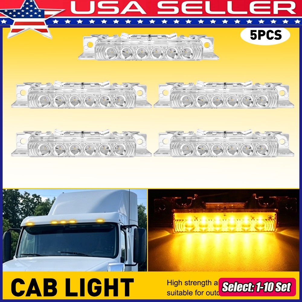 1-10x Clear Amber LED Front Cab Roof Marker Light For Volvo VNL Trucks 2003-2020
