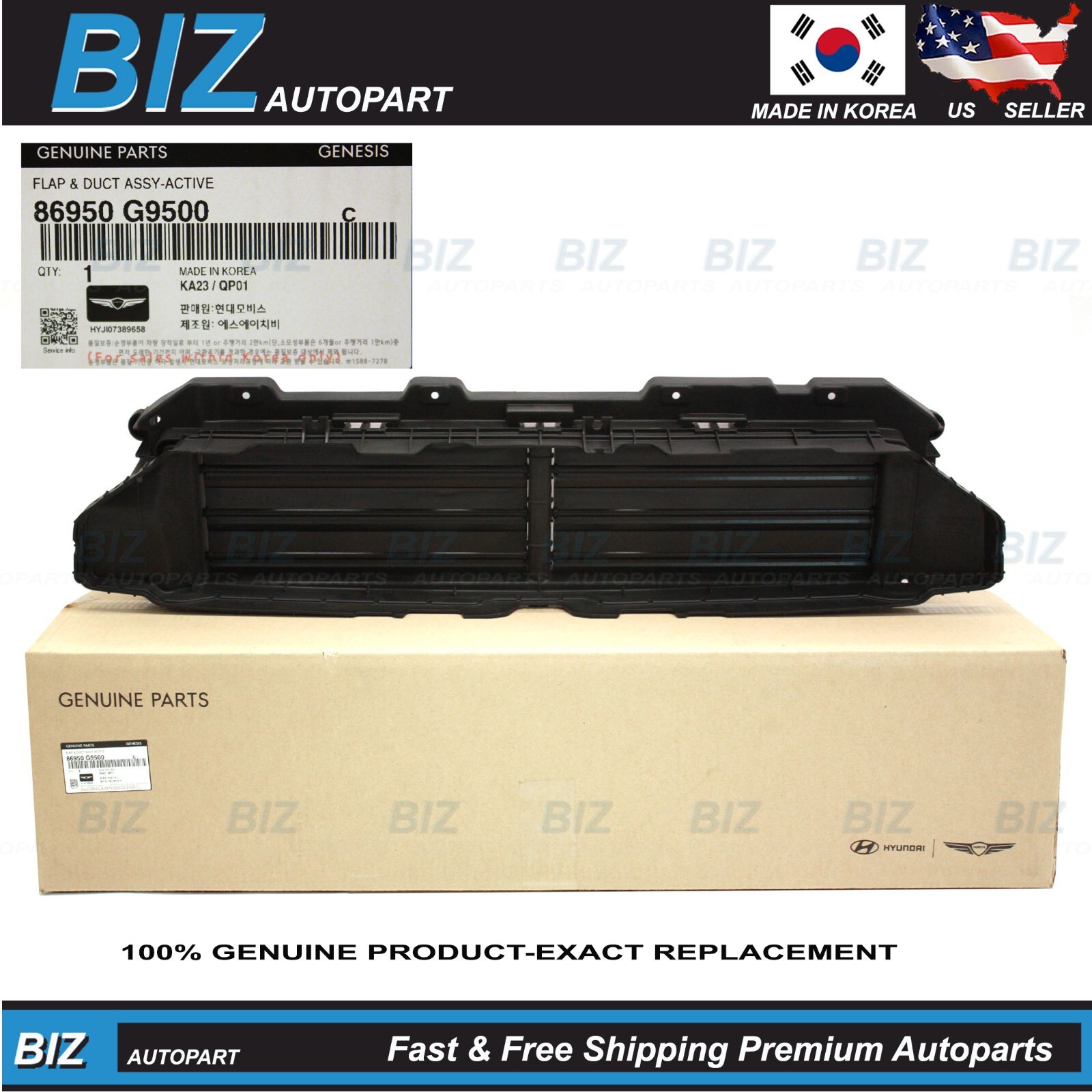 Genuine Active Air Flap Duct Assembly for 2022-2023 Genesis G70 86950-G9500