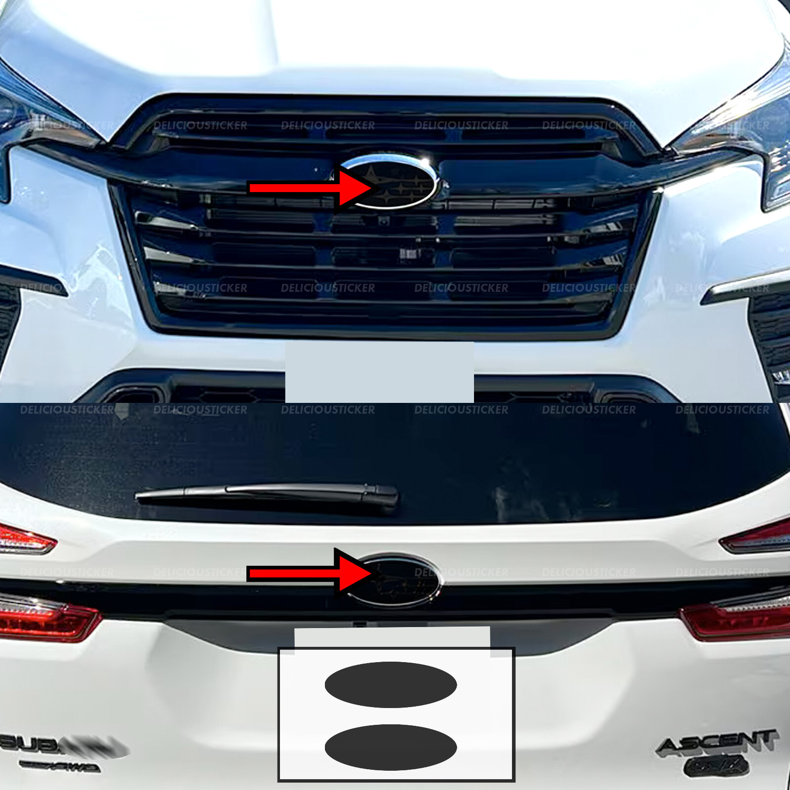 For 2023-2026 Subaru Ascent Front Rear Emblem Smoke Decals Vinyl Tint Overlay