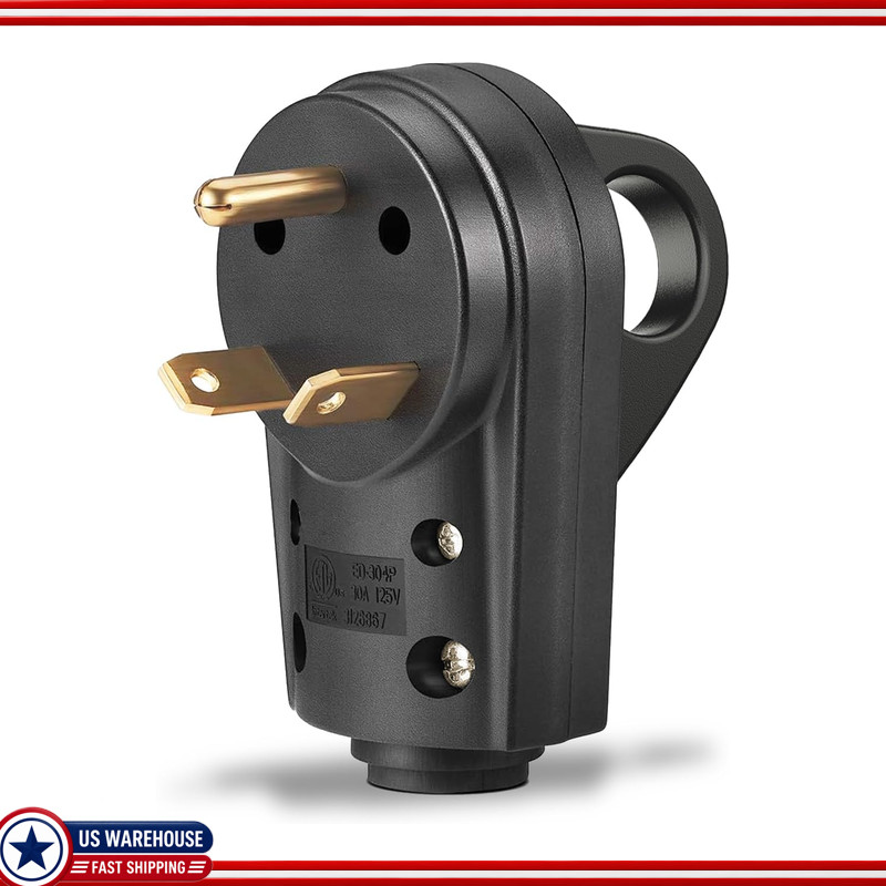 30 Amp RV Male Plug ED-304Pack 125V 30A Black, Heavy Duty Camper Trailer Connect