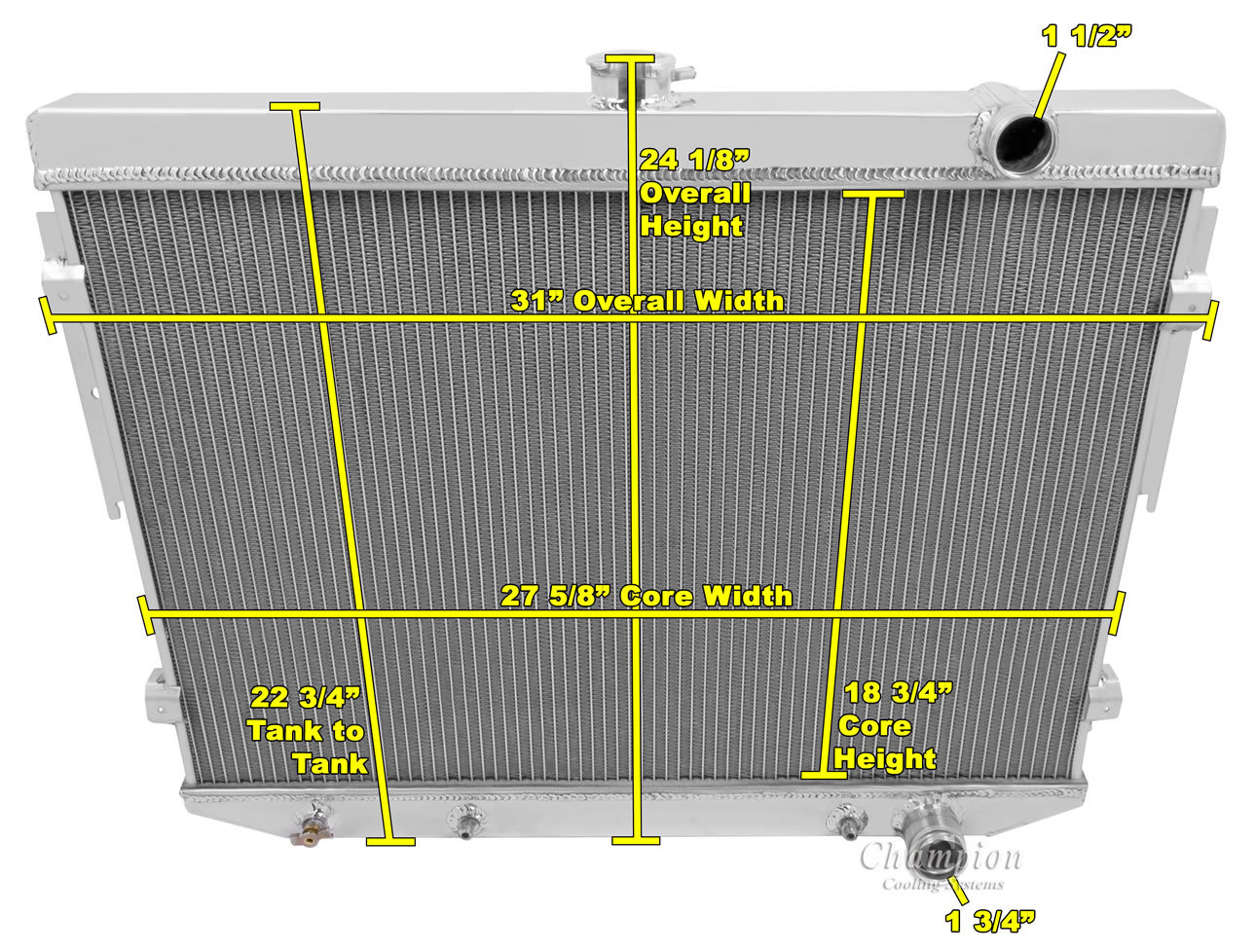 1973 1974, 1978 Dodge Charger V8 Engine 3 Row Eagle Champion Radiator