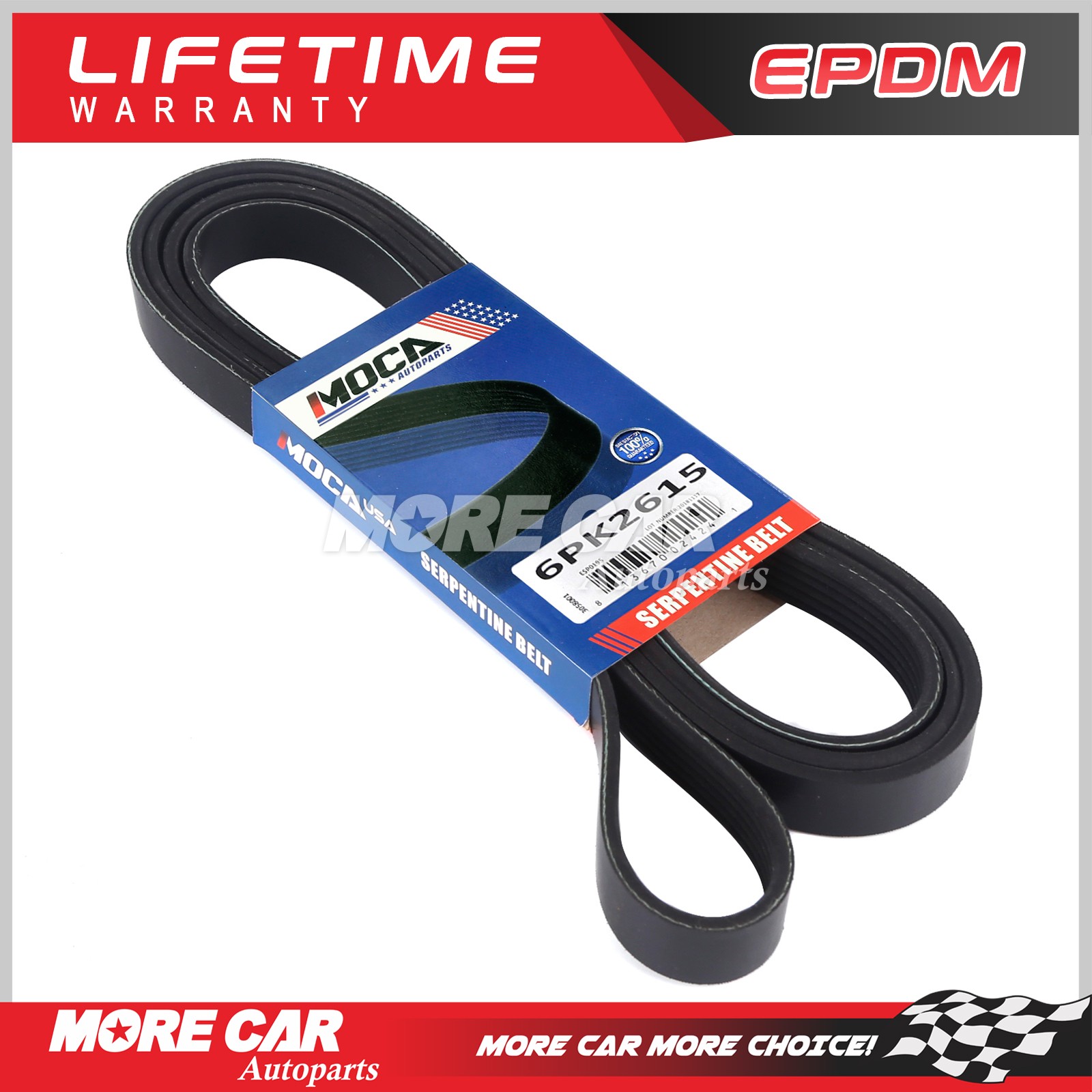 EPDM Serpentine Belt 6PK2615 for Ford F-150 Expedition Buick Regal GMC Saab 9-5