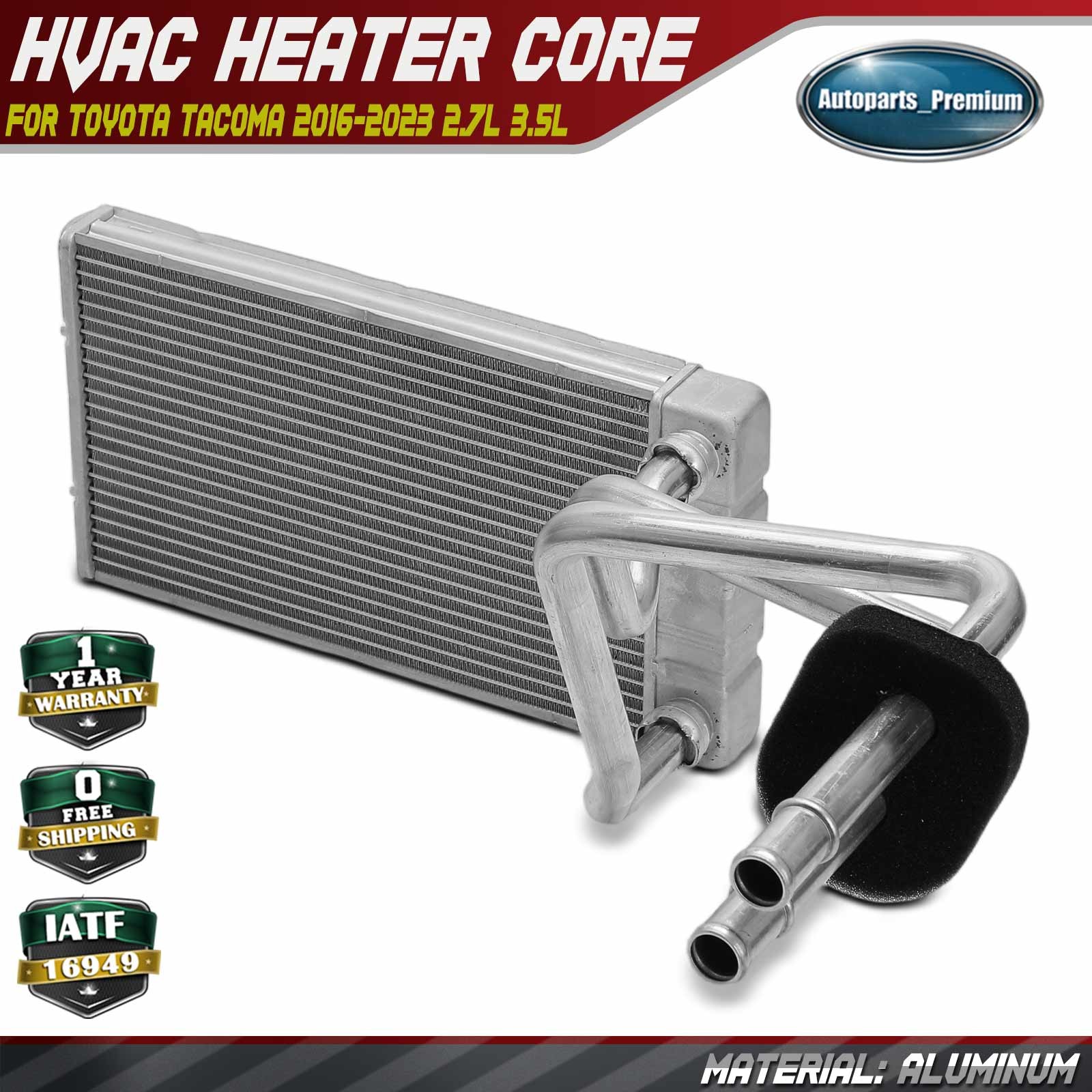 Aluminum Heater Core for Toyota Tacoma 2016-2023 L4 2.7L V6 3.5L Left Hand Drive