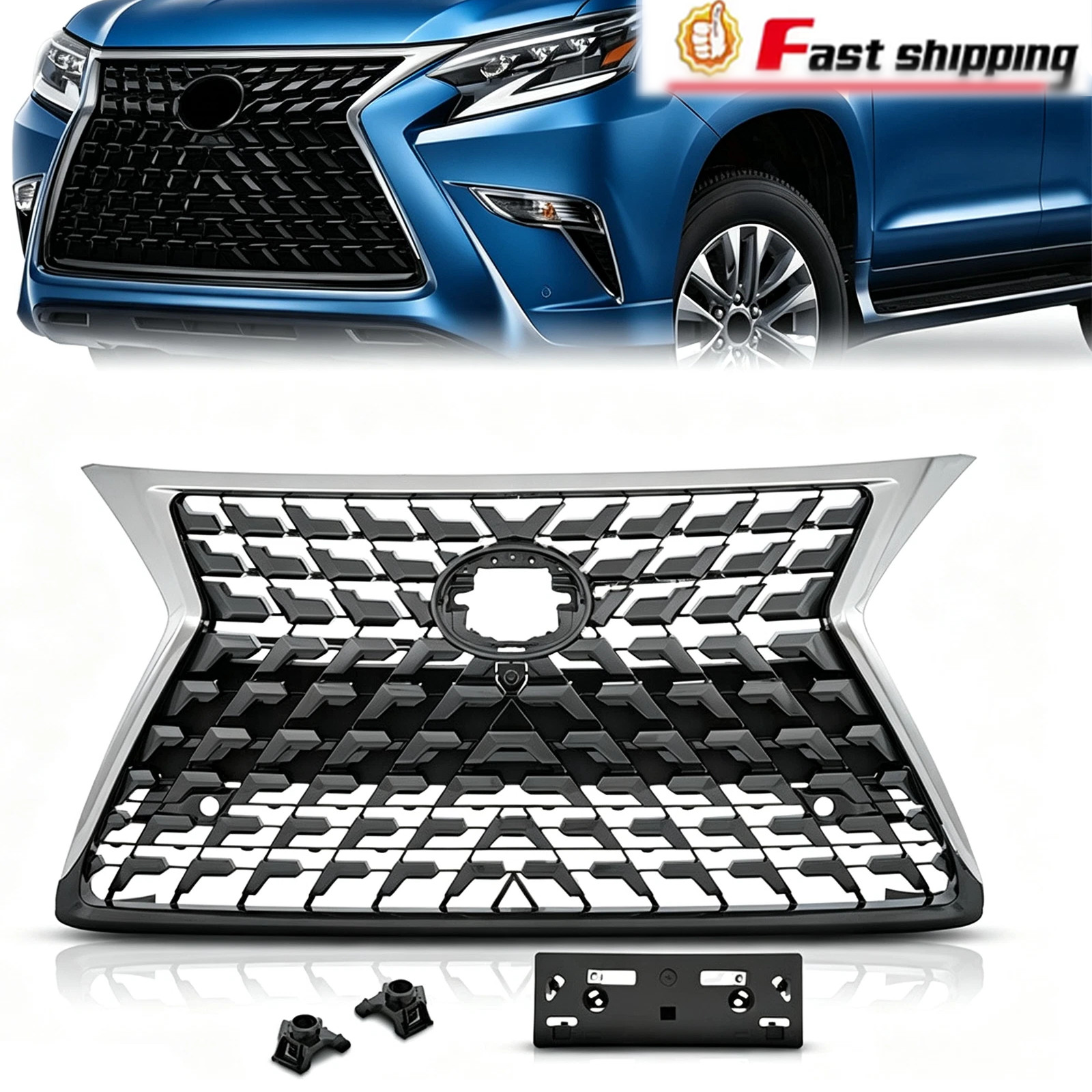 W/ Chrome Frame Fit For 2014-2022 LEXUS GX460 Front Bumper Grille 5310160G40
