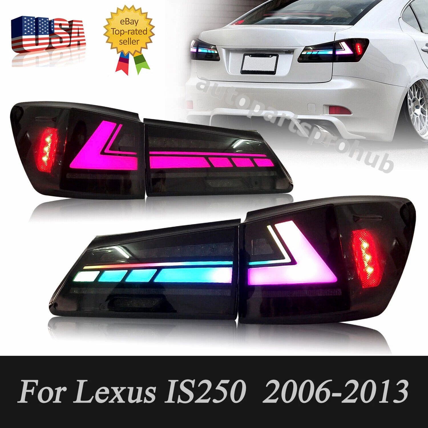RGB For Lexus IS250 IS350 ISF 2006-2013 LED Tail Lights Smoke Start UP Animation RGB For Lexus IS250 IS350 ISF 2006-2013 LED Tail Lights Smoke Start UP Animation