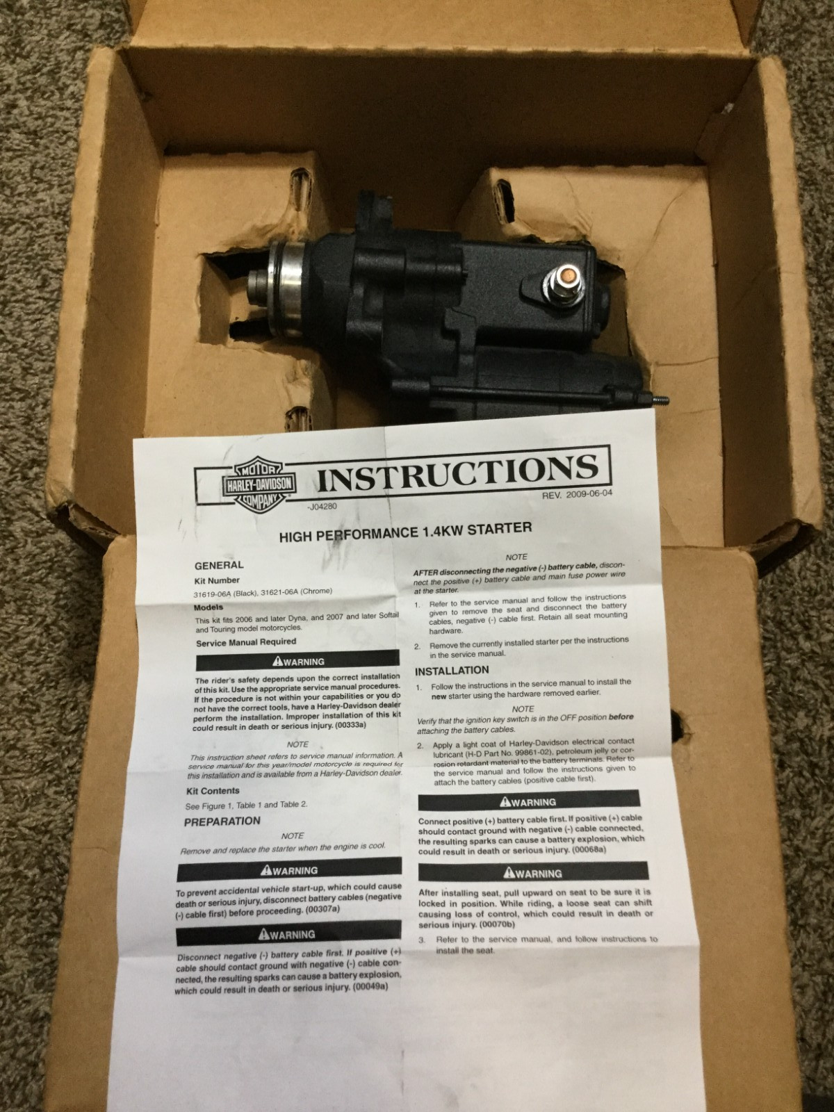Harley Starter FLHR FLHRC FLHRS FLHT FLHX FLSTC 07 OEM 31619-06A 18905