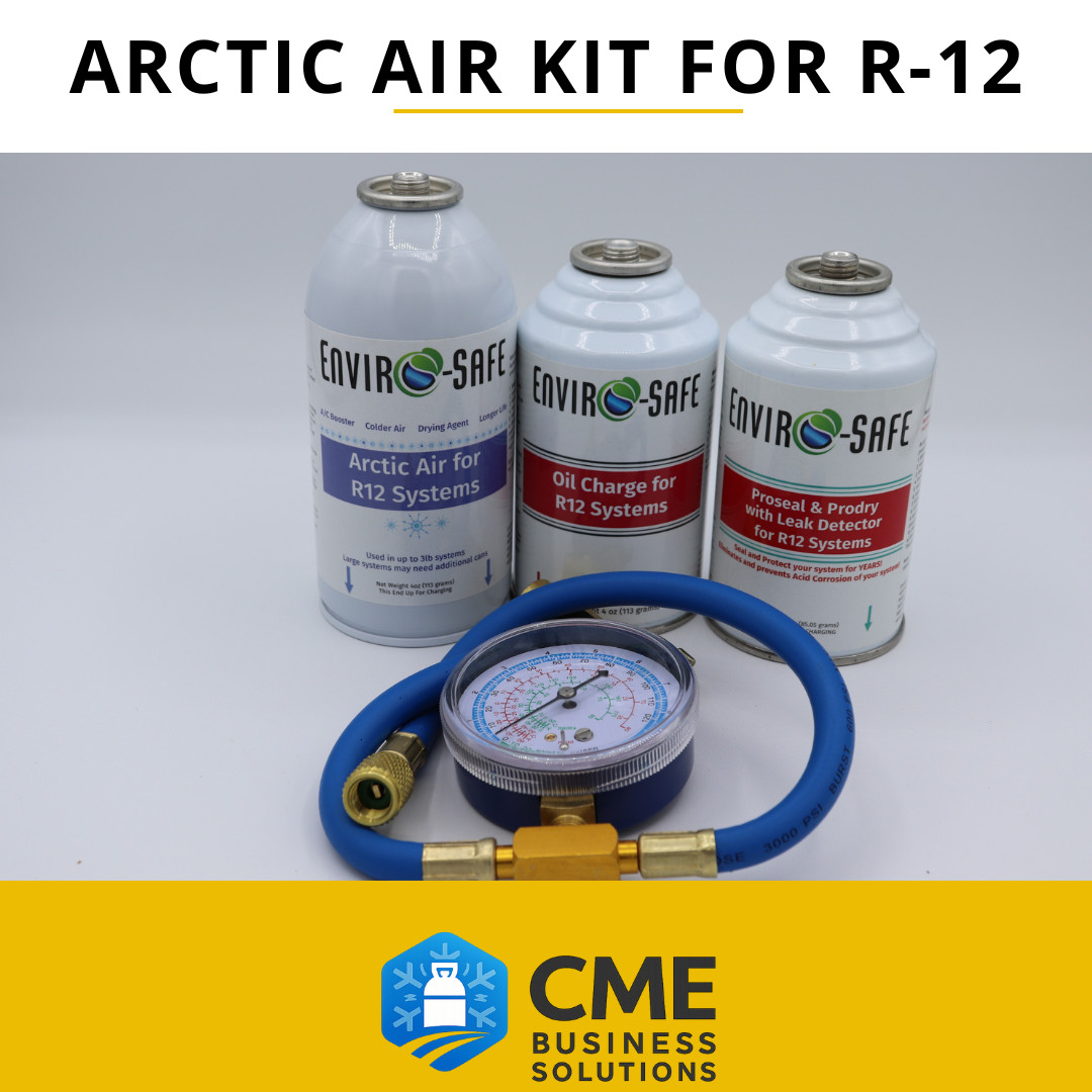 Envirosafe Arctic Air for R12, R-12, Oil, Proseal, Prodry, Dye, with Gauge Envirosafe Arctic Air for R12, R-12, Oil, Proseal, Prodry, Dye, with Gauge