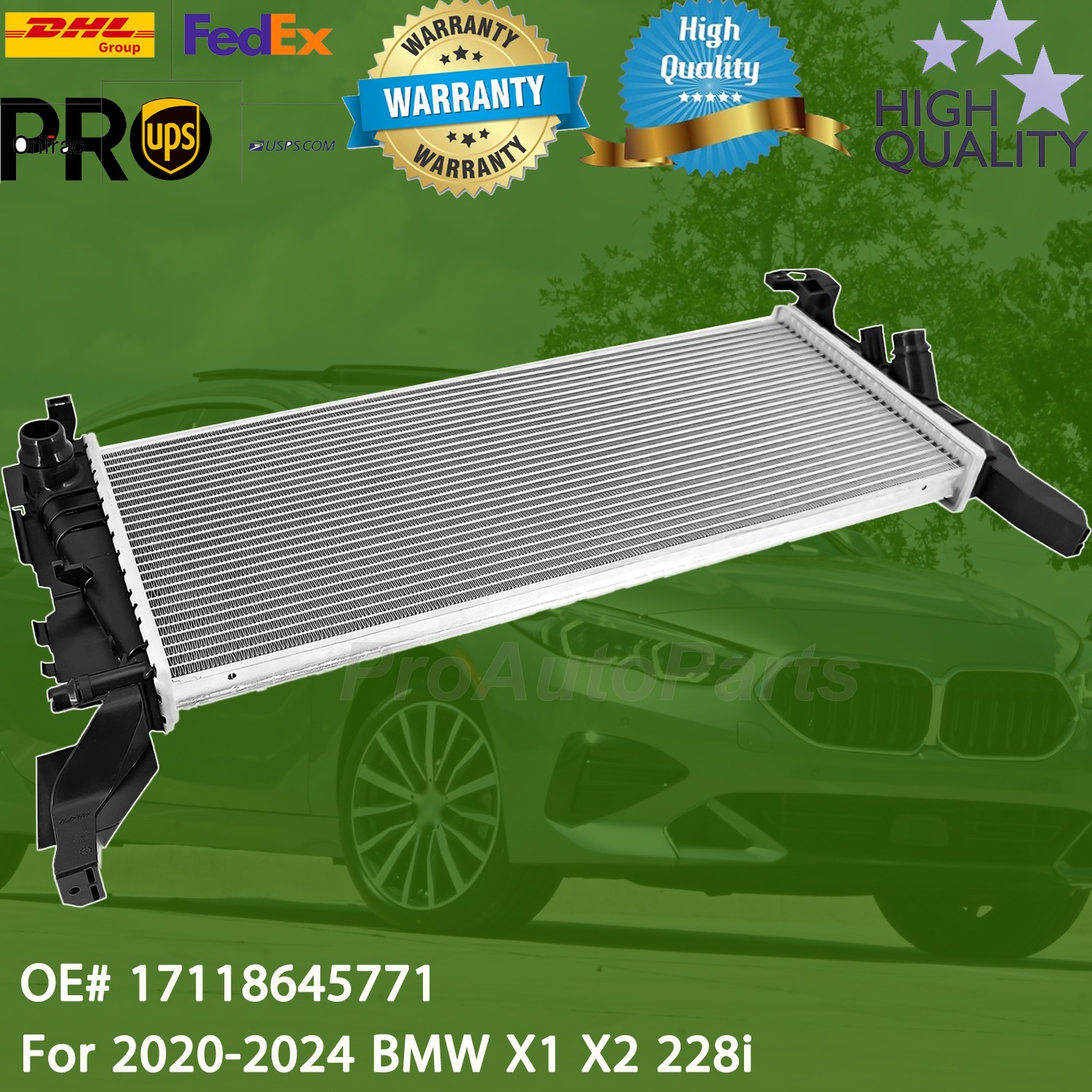 Radiator 17118645771 Fits 2020-2024 BMW X1 X2 228i xDrive Gran Coupe F44 F48 F39