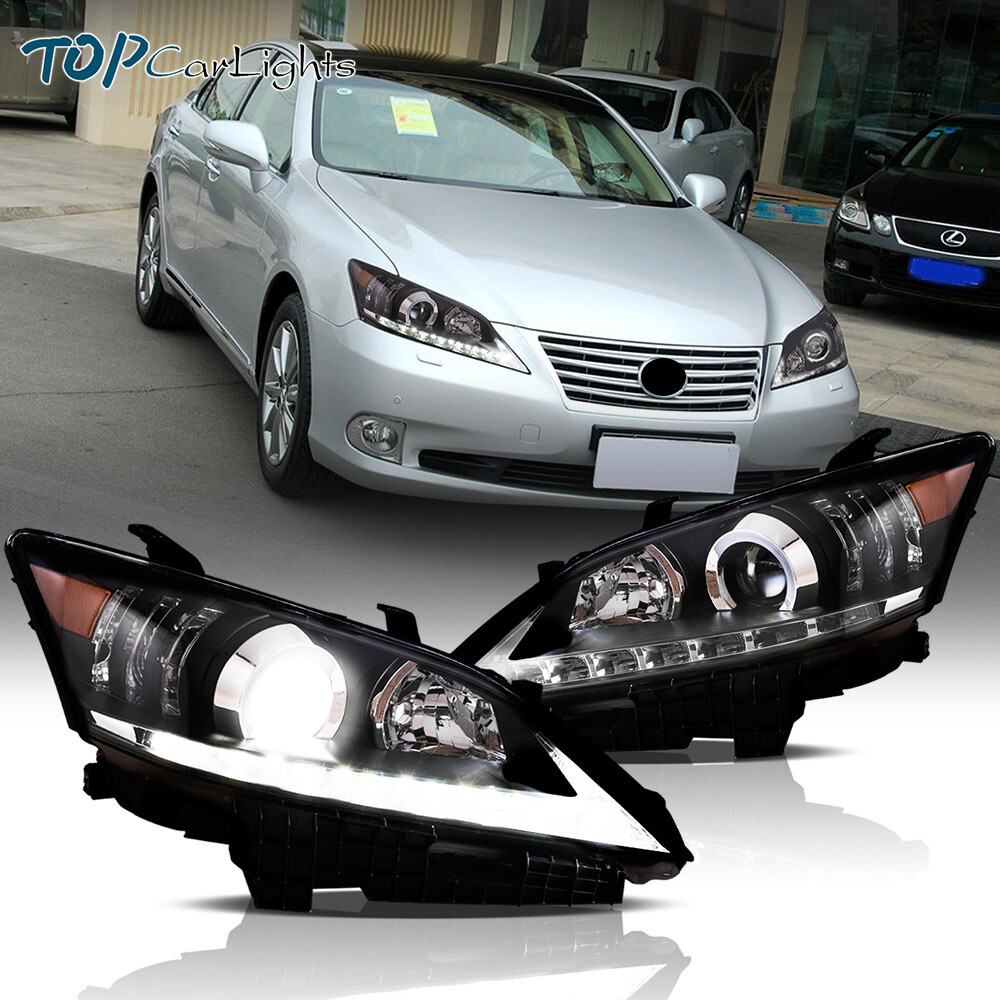 VLAND 1Pair LED Headlights For 2010-2012 Lexus ES350 Front Lamps Black Housing