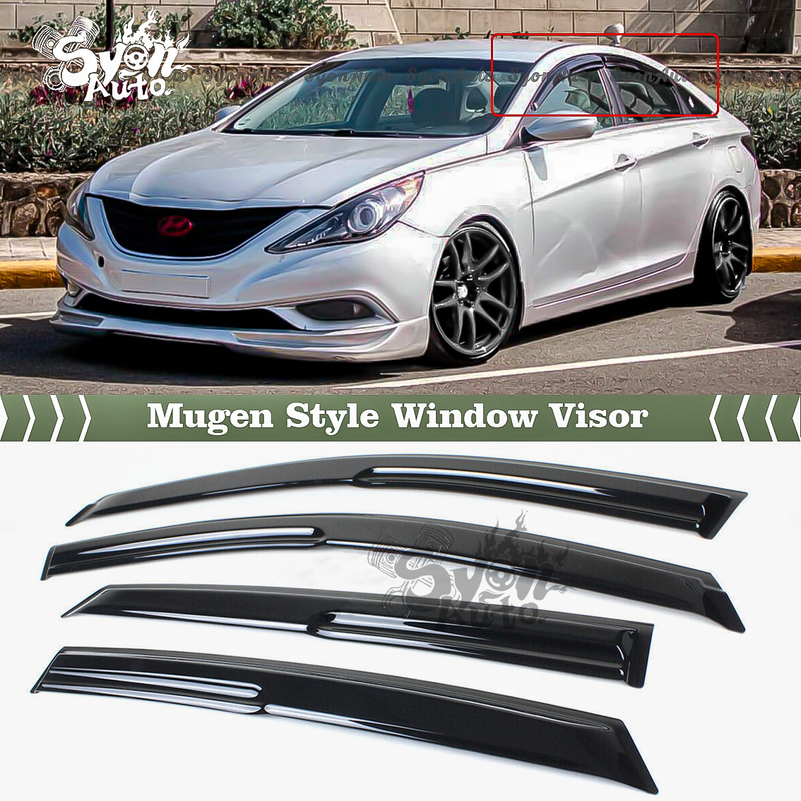 FITS 2011-2014 HYUNDAI SONATA 3D WAVY MUGEN STYLE WINDOW VISOR RAIN GUARD VENT
