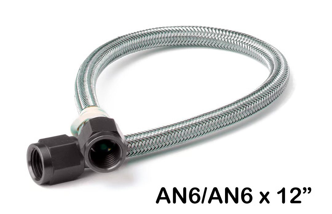 NOS 15400BNOS Stainless Steel Braided Hose with Black Fittings -6AN, 1-Foot
