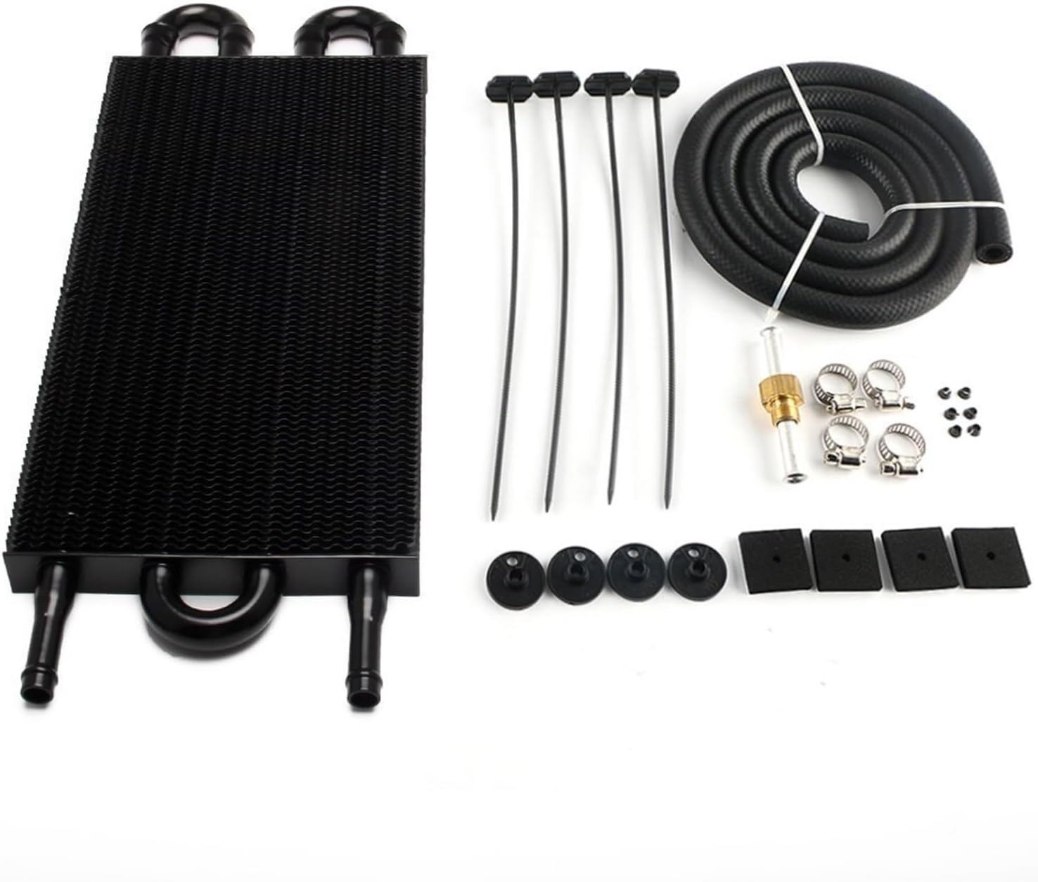 Aluminum 4 Rows Remote Transmission Oil Cooler Radiator Converter Kit Universal
