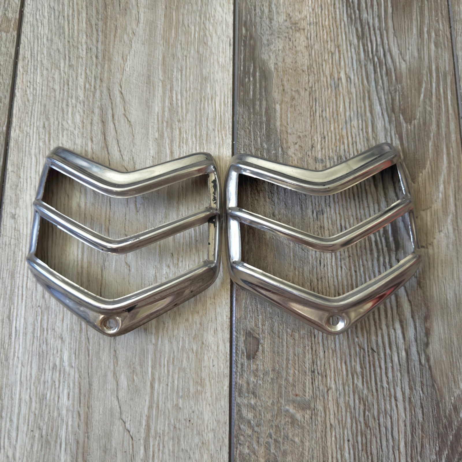OEM 1940 Ford Deluxe DuoLamp Tail Light Lamp Trim Bezel Pair #3