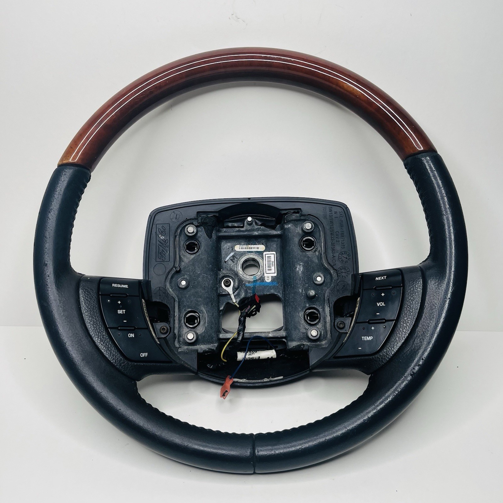 2005-11 Grand Marquis Crown Vic OEM Charcoal Black Wood Grain Steering Wheel 2005-11 Grand Marquis Crown Vic OEM Charcoal Black Wood Grain Steering Wheel