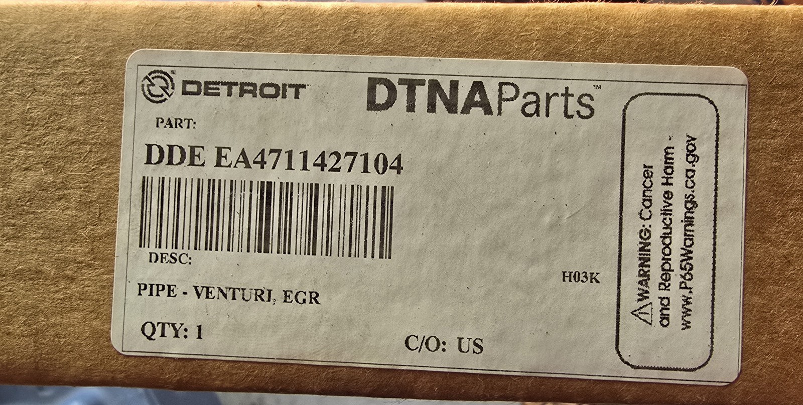 Detroit Diesel Venturi PIPE Brand New In Box DDE EA4711427104