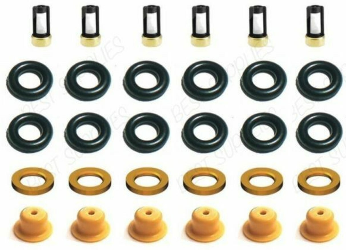 V6 3.0 Ford Fuel Injector Repair Service Kit Seals Filters Pintle Caps