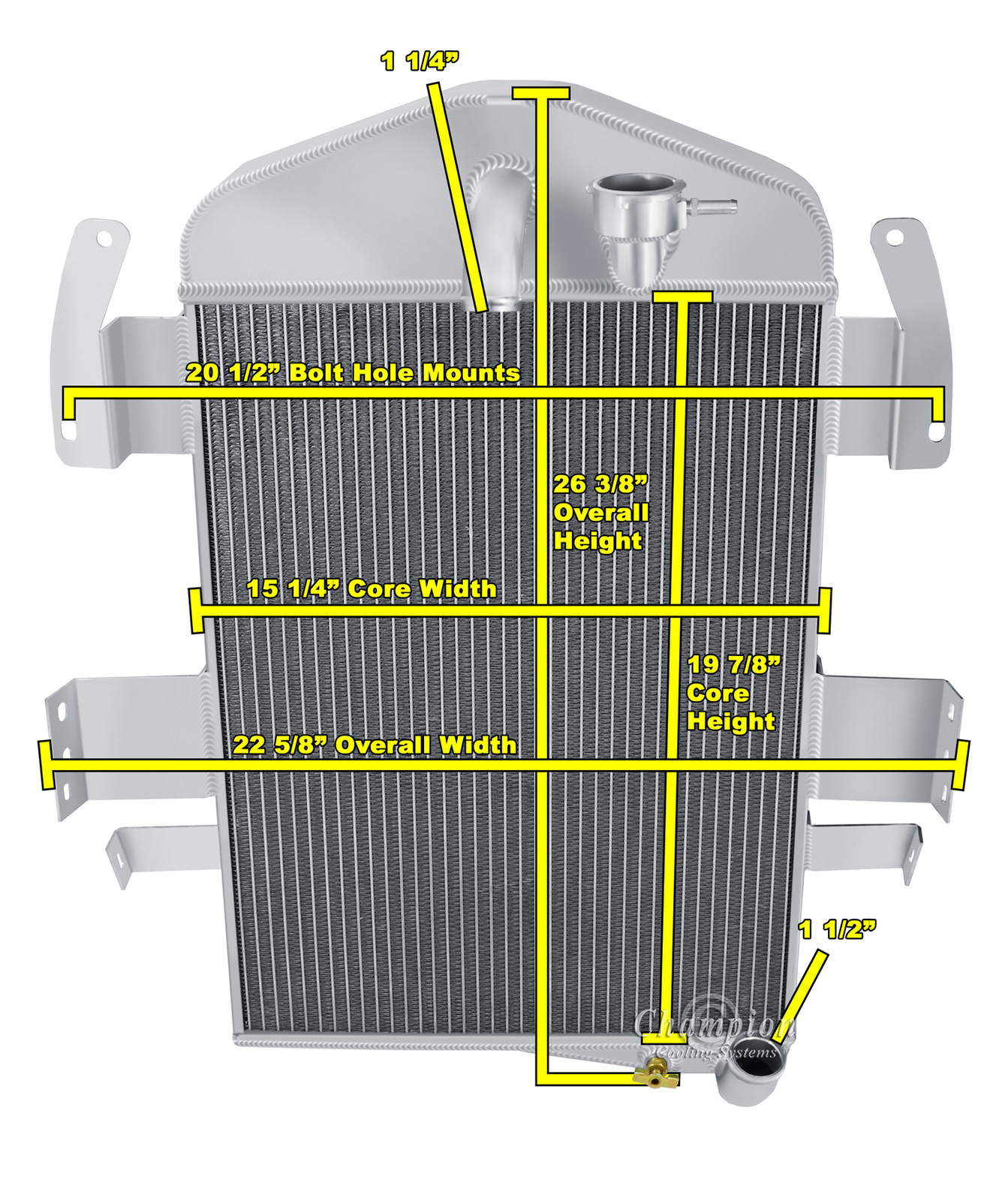 Kool Champion 3 Row All Aluminum Radiator for 1934 Chevrolet Master #CC34-6