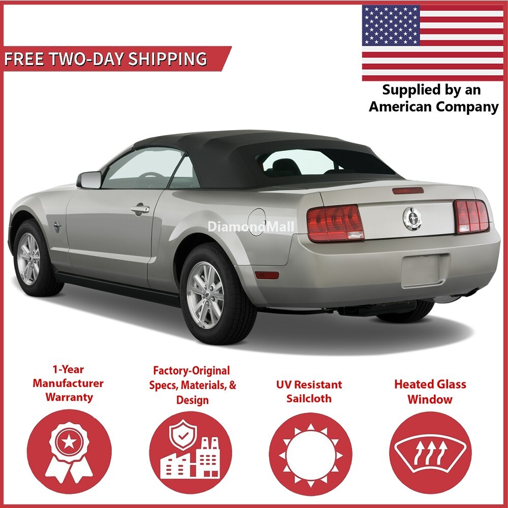 Ford Mustang Soft Top 2005-2014 Sailcloth w/Heated Glass Window V6 V8 GT & GT500