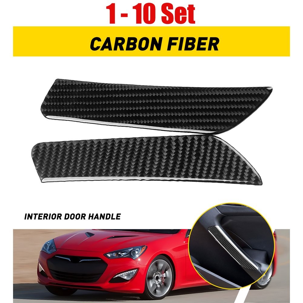 2-20X Carbon Fiber Inner Door Handle Panel Trim for Hyundai Genesis Coupe 13-16