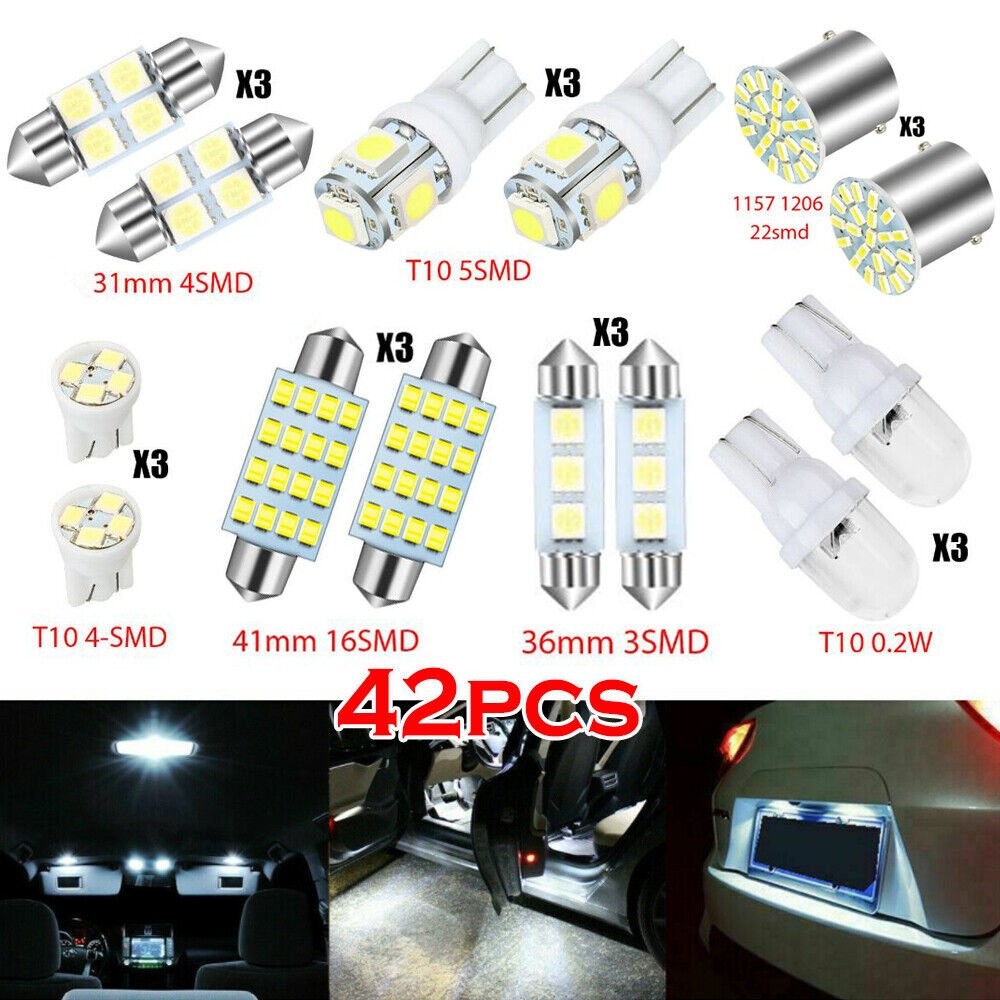 6000K 42PCS NEW LED INTERIOR LIGHTS BULBS CAR TRUNK DOME LICENSE PLATE LAMPS