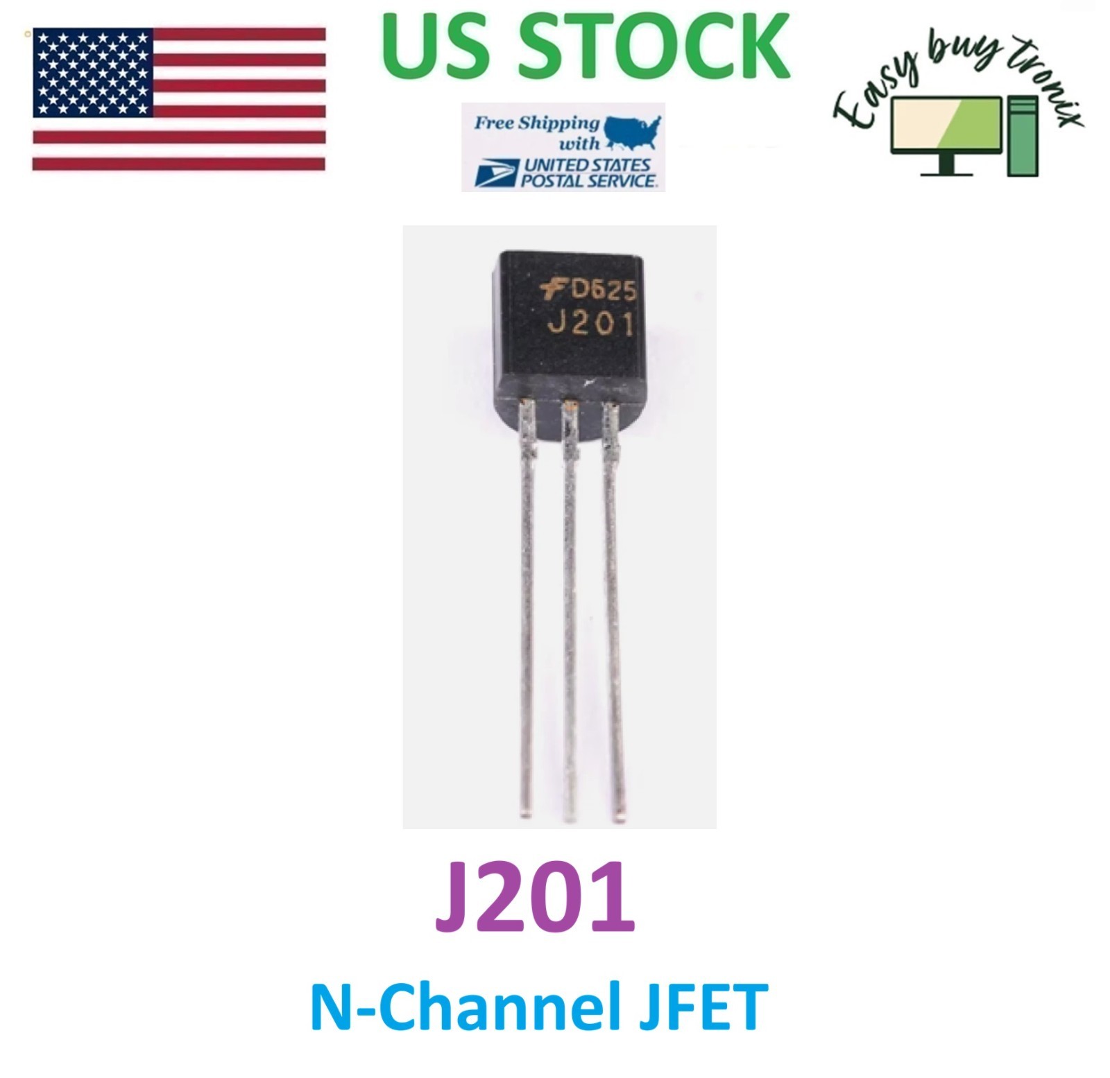 10PCS Genuine FairChild J201 JFET N-Channel 50 mA 40V TO-92 Transistor, USA Stoc 10PCS Genuine FairChild J201 JFET N-Channel 50 mA 40V TO-92 Transistor, USA Stoc