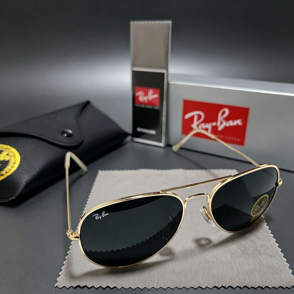 Ray-Ban RB3025 Aviator Pilot Sunglasses Gold Frame Glass Gray Lens 58-14 mm