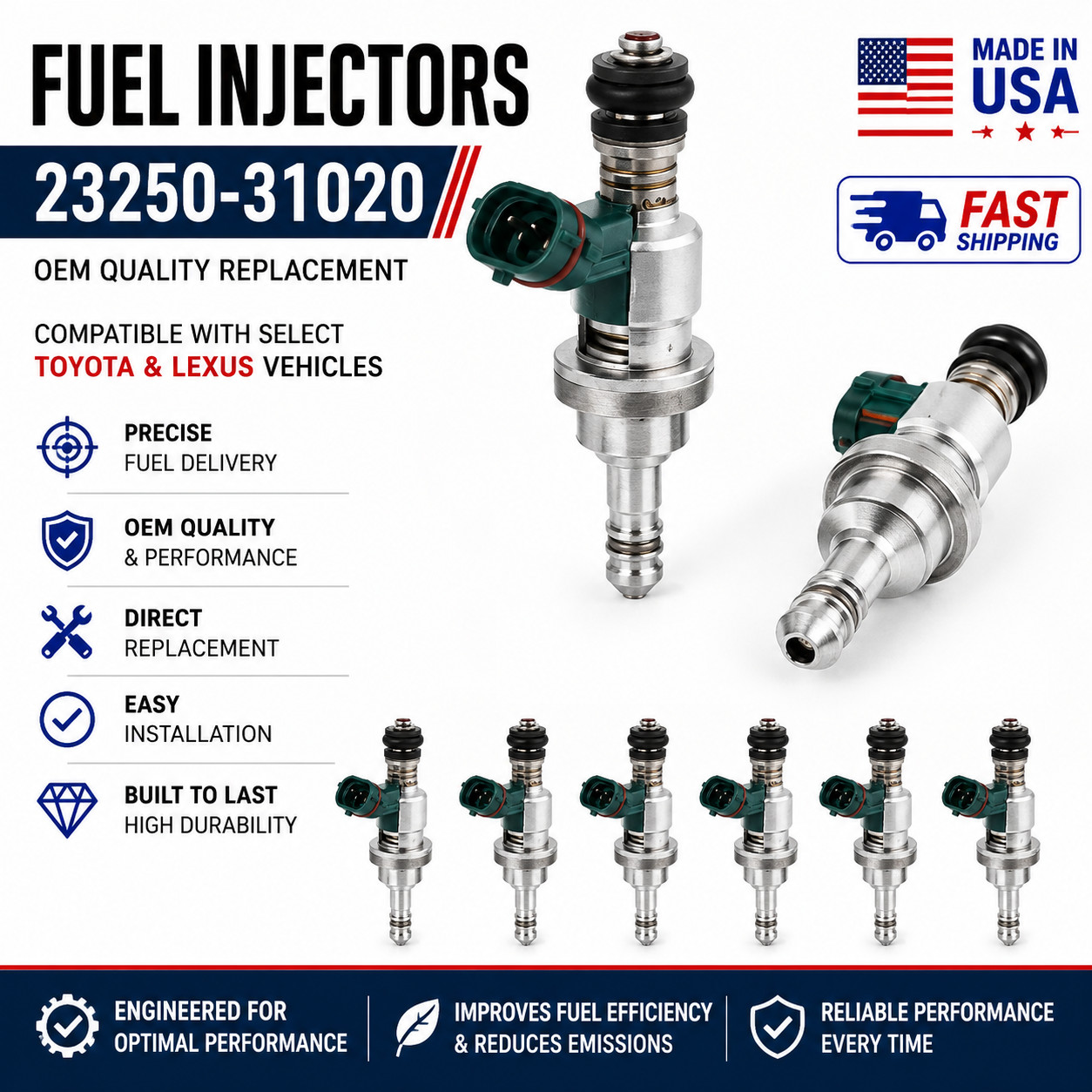 6x OEM Denso Fuel Injector for 2006-2015 Lexus IS250 2.5L V6 23250-31020 6x OEM Denso Fuel Injector for 2006-2015 Lexus IS250 2.5L V6 23250-31020