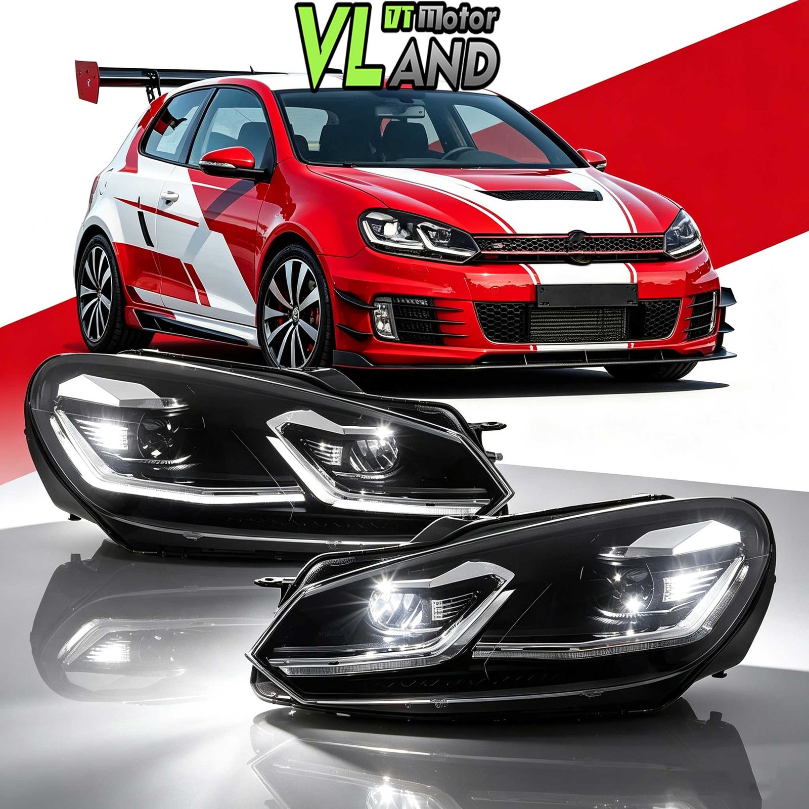 VLAND 2PCS For Volkswagen Golf MK6 2009-2012 Dynamic LED Headlights W/Animation VLAND 2PCS For Volkswagen Golf MK6 2009-2012 Dynamic LED Headlights W/Animation