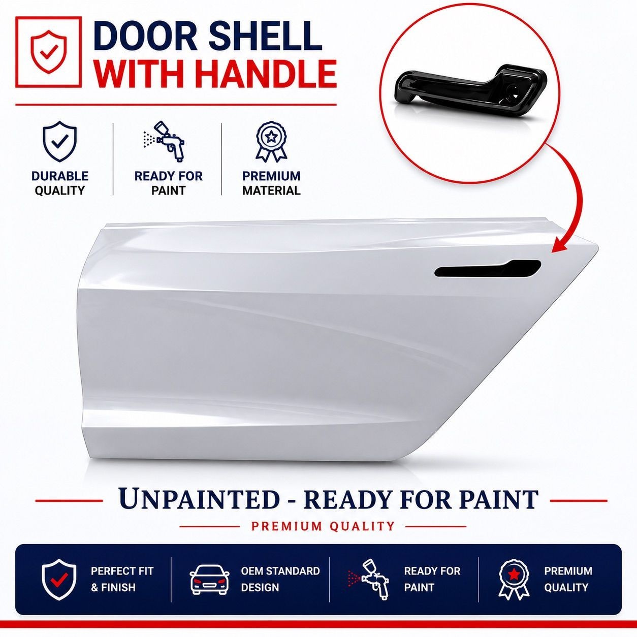2017-2023 For Tesla Model 3 Door Shell with Handle Rear Left Side 1081441-E0-C