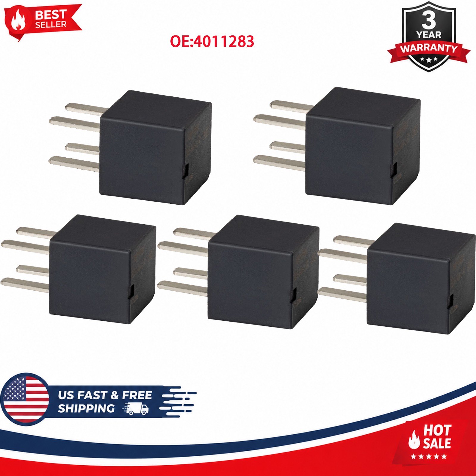 5PCS Electrical Relays 12V For Polaris RZR XP 1000 2015-2021 4011283 4016819
