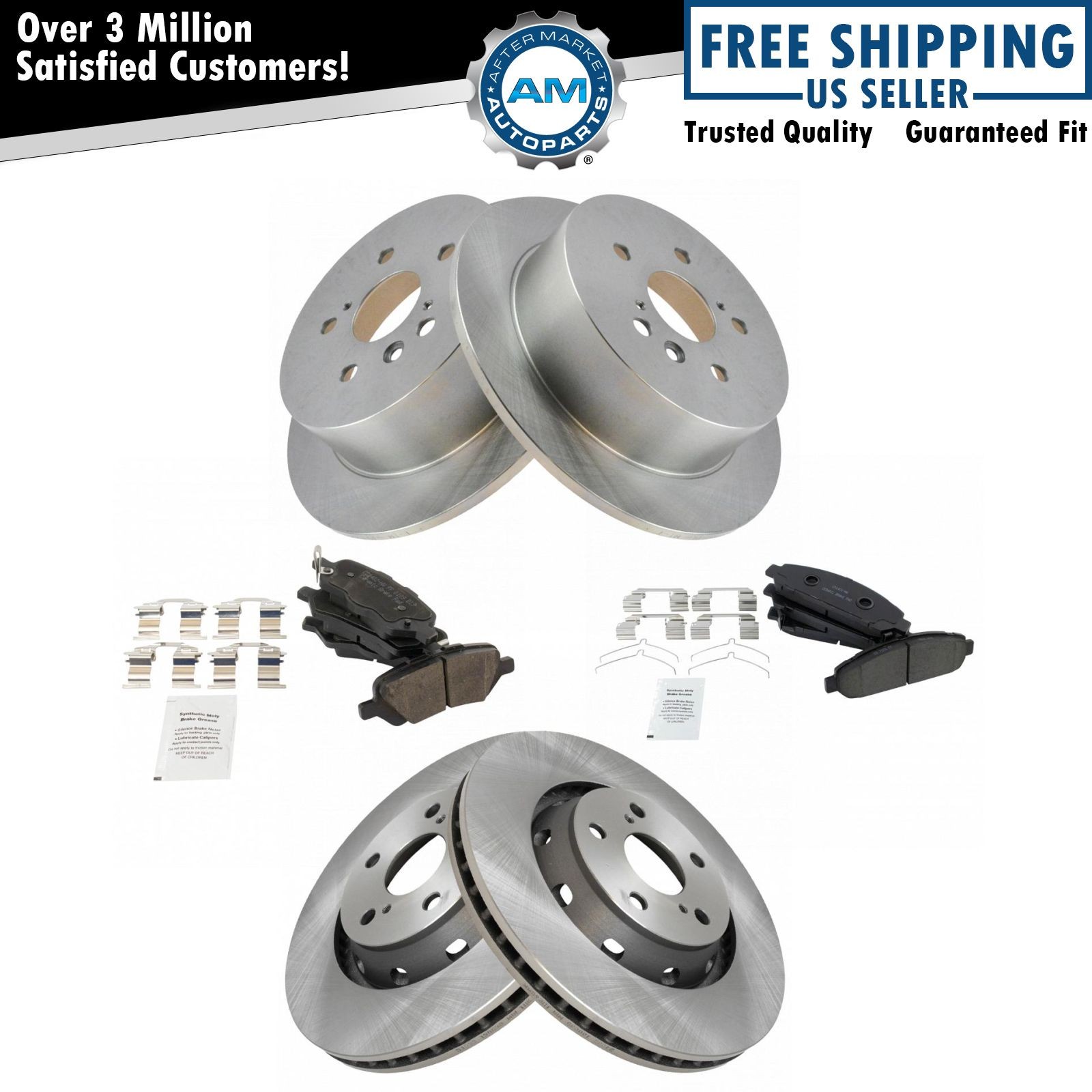 Front Rear Ceramic Pads & Rotors 6pc Kit Fits 2009-15 Toyota Venza
