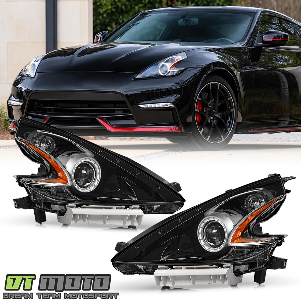 For 2009-2020 Nissan 370Z HID/Xenon Black Projector Headlights Pair Left+Right