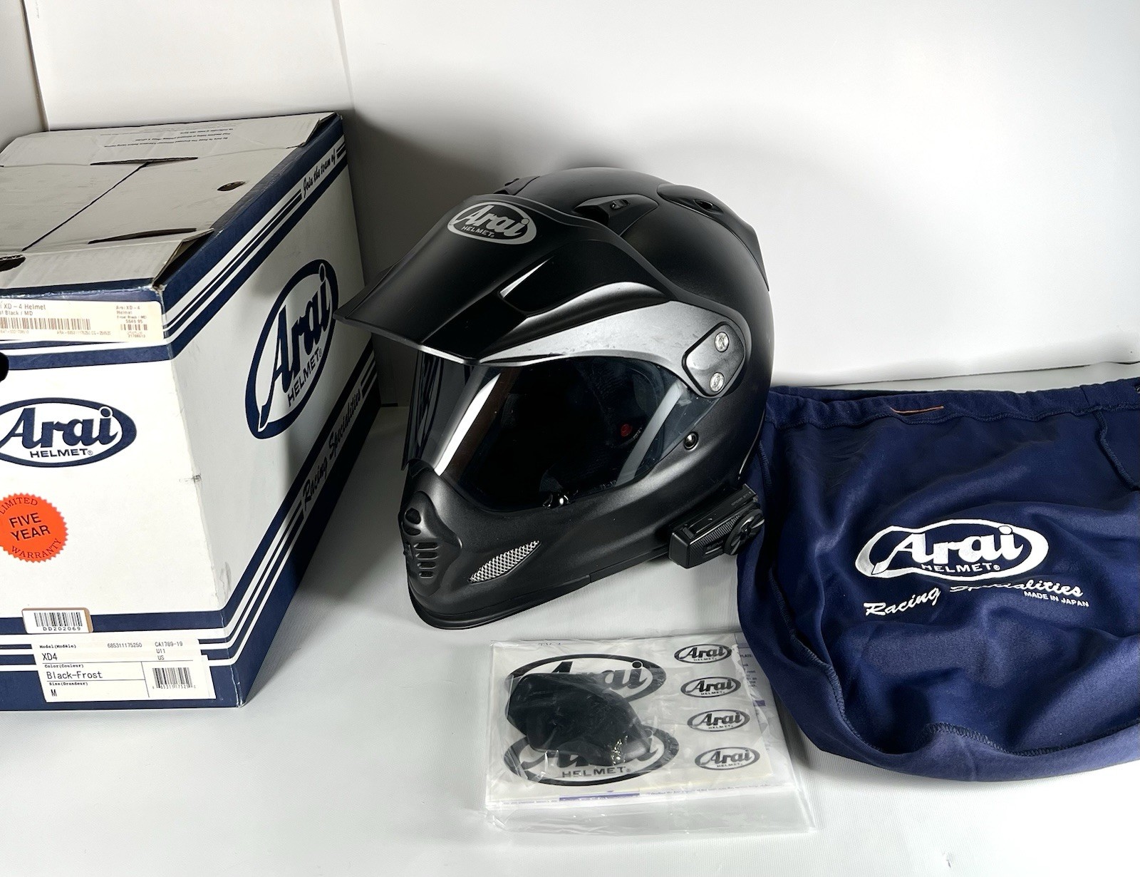 Arai XD-4 Dual Sport Black Frost Helmet M 57-58cm DOT Snell W/ SENA spider ST1 Arai XD-4 Dual Sport Black Frost Helmet M 57-58cm DOT Snell W/ SENA spider ST1