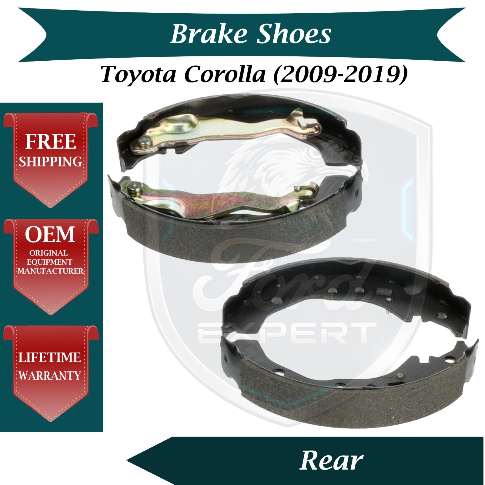 Bosch OEM Rear Brake Shoes For 2009-2019 Toyota Corolla Lifetime Warranty