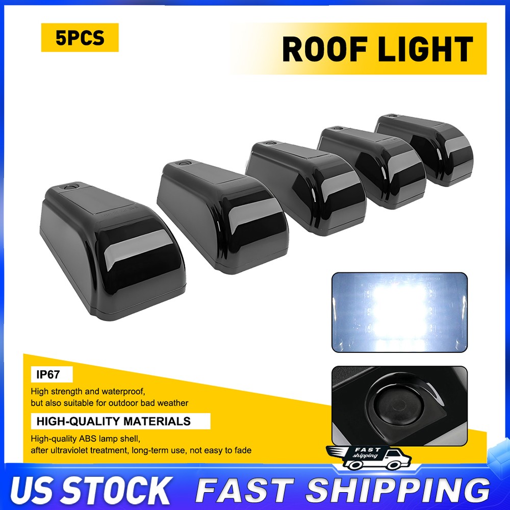5PCS Solar Powered Cab Light LED Wireless Cab Roof Lights White For Pickup Truck